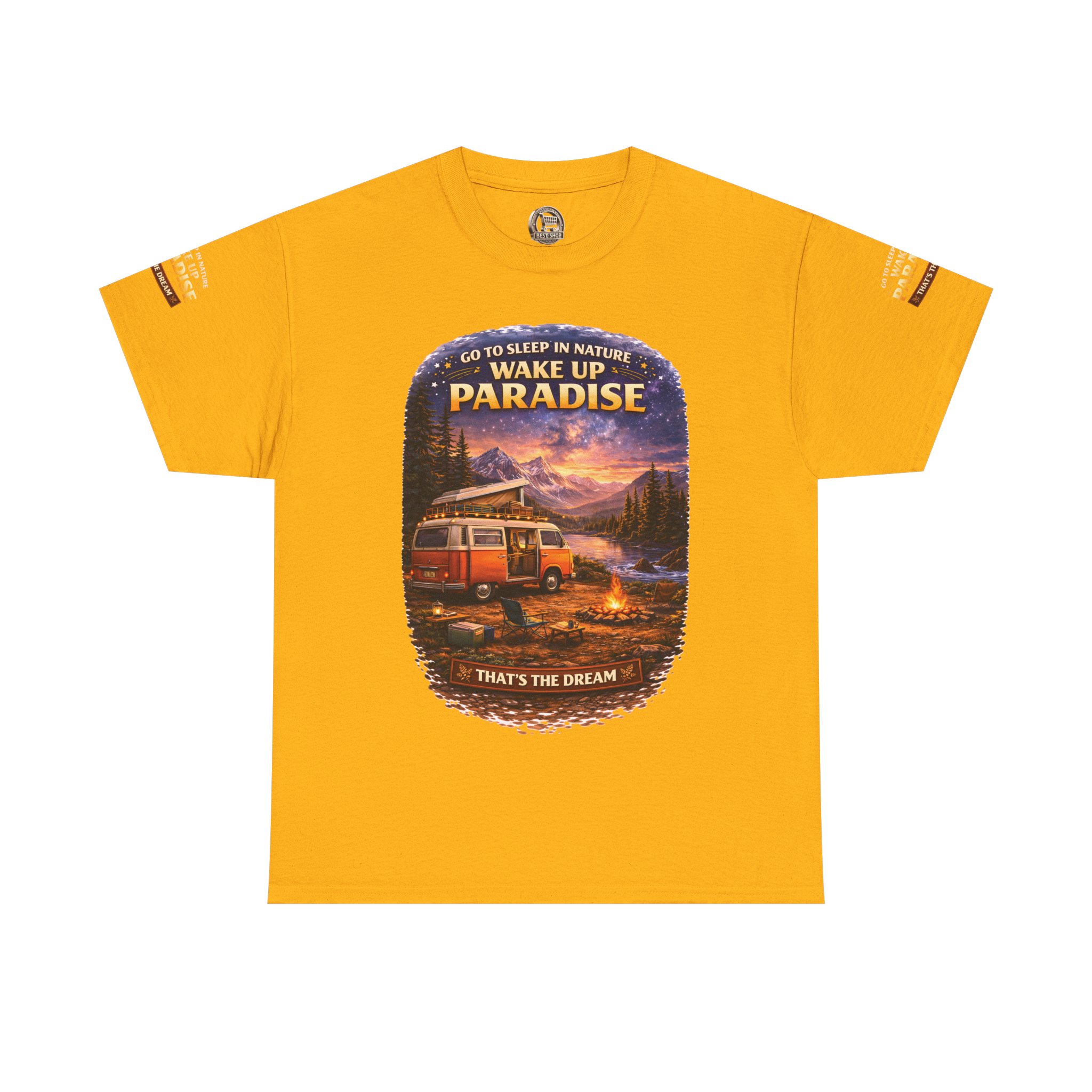 Unisex Heavy Cotton Tee — "Go To Sleep In Nature " Design Scenic-Line