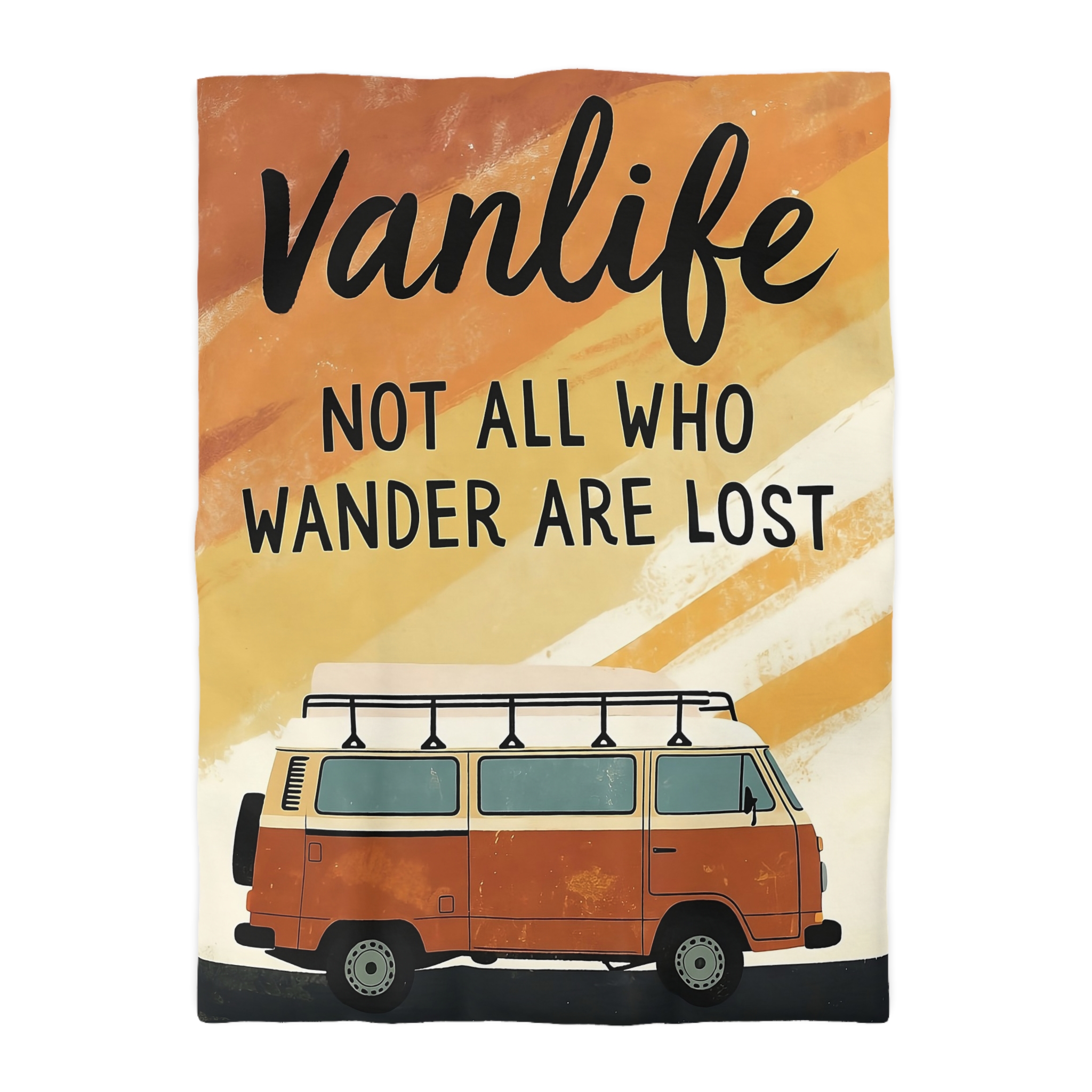 Duvet Cover — "Vanlife: Not All Who Wander Are Lost" Retro Camper Bedding