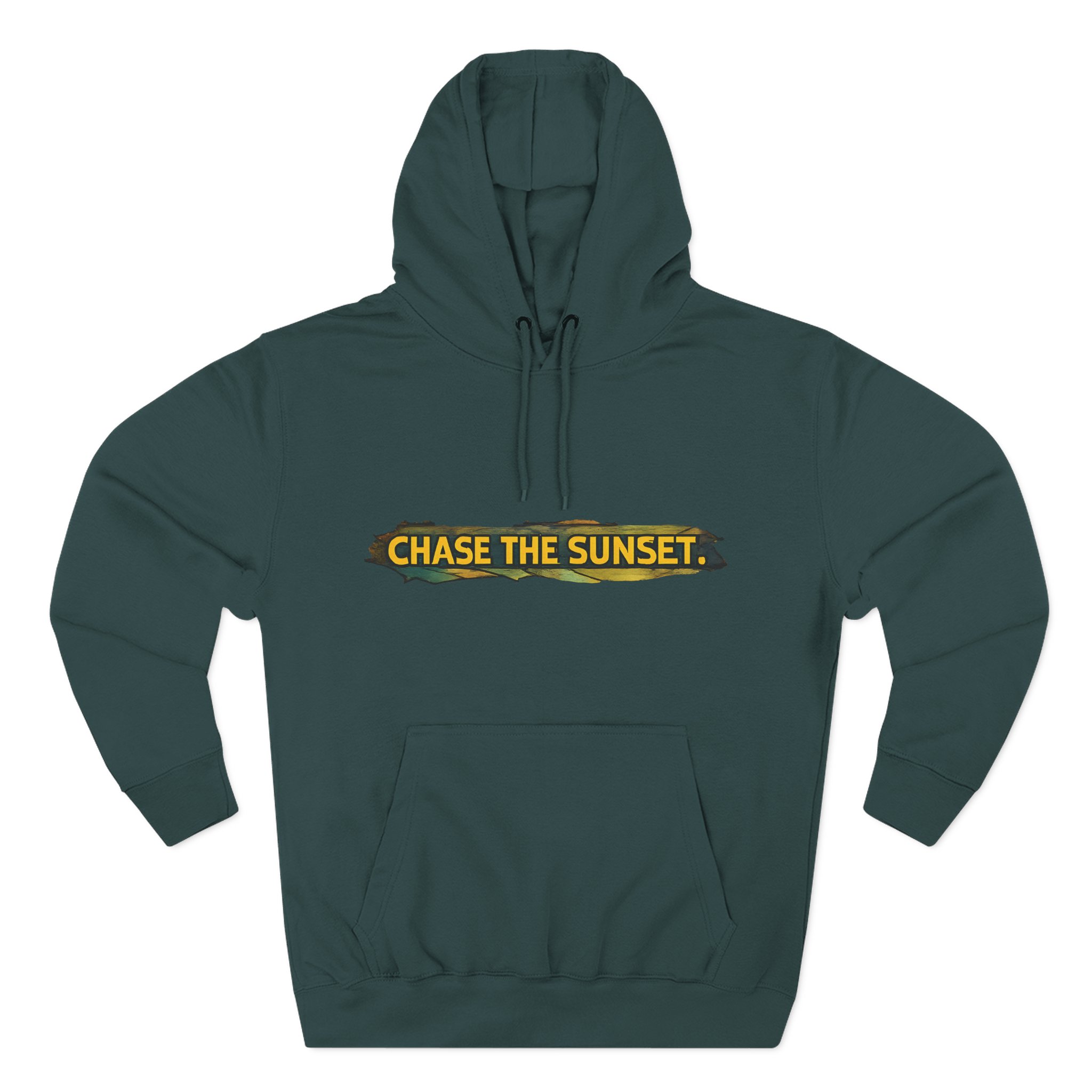 Three-Panel Fleece Hoodie - "Chase The Sunset" Design Cubic-Line