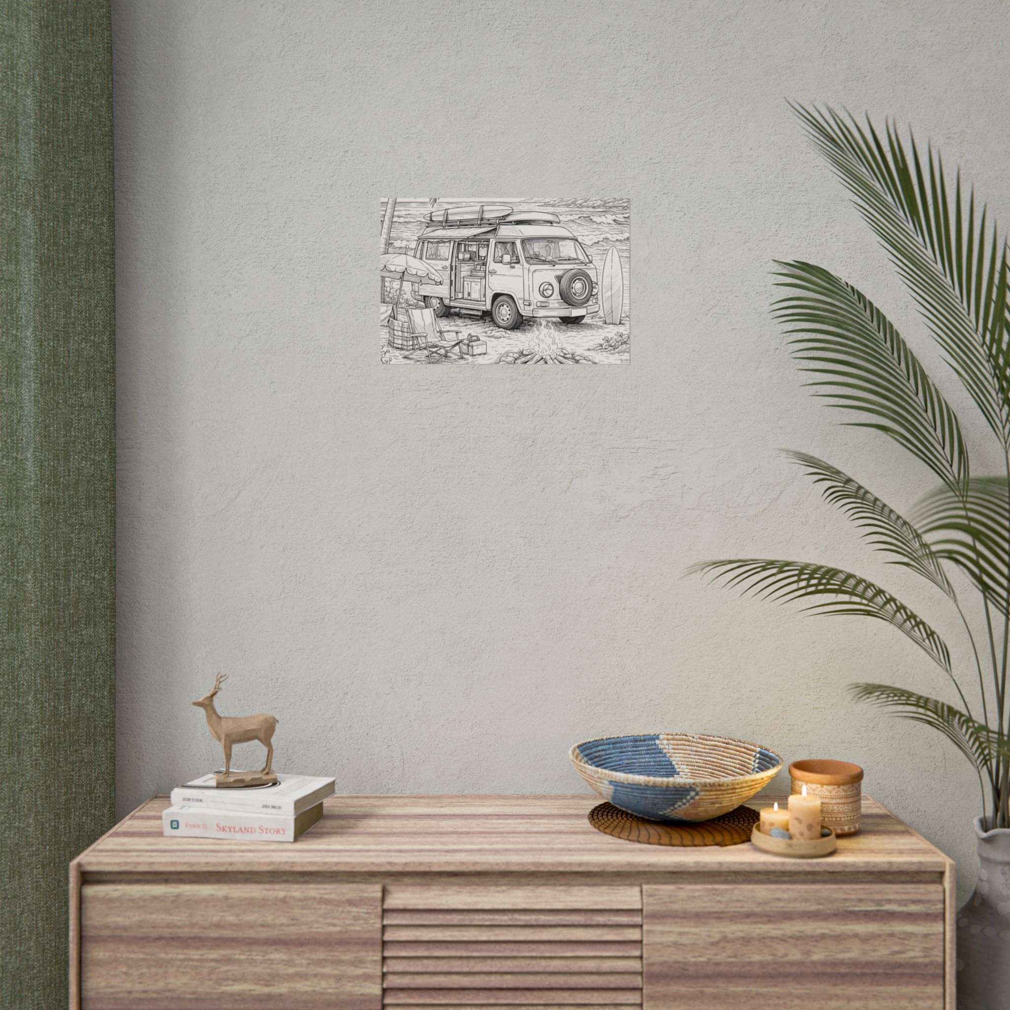Campervan Poster — Vintage RV Camping Landscape Wall Art