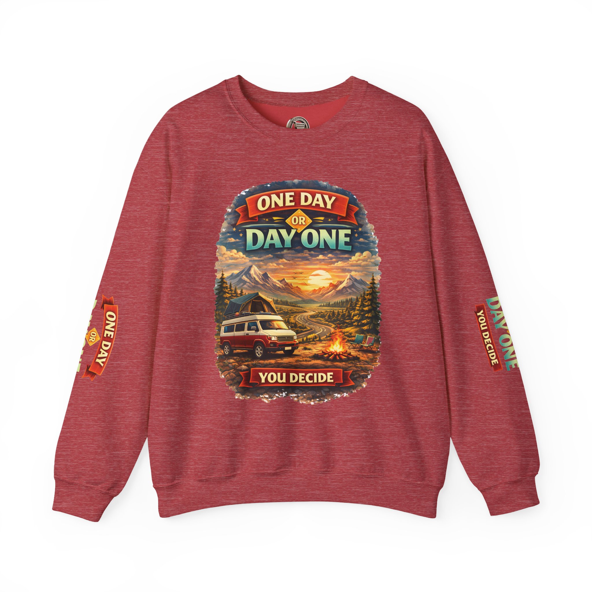 Unisex Heavy Blend™ Crewneck Sweatshirt — "One Day Or Day One" Design Scenic-Line