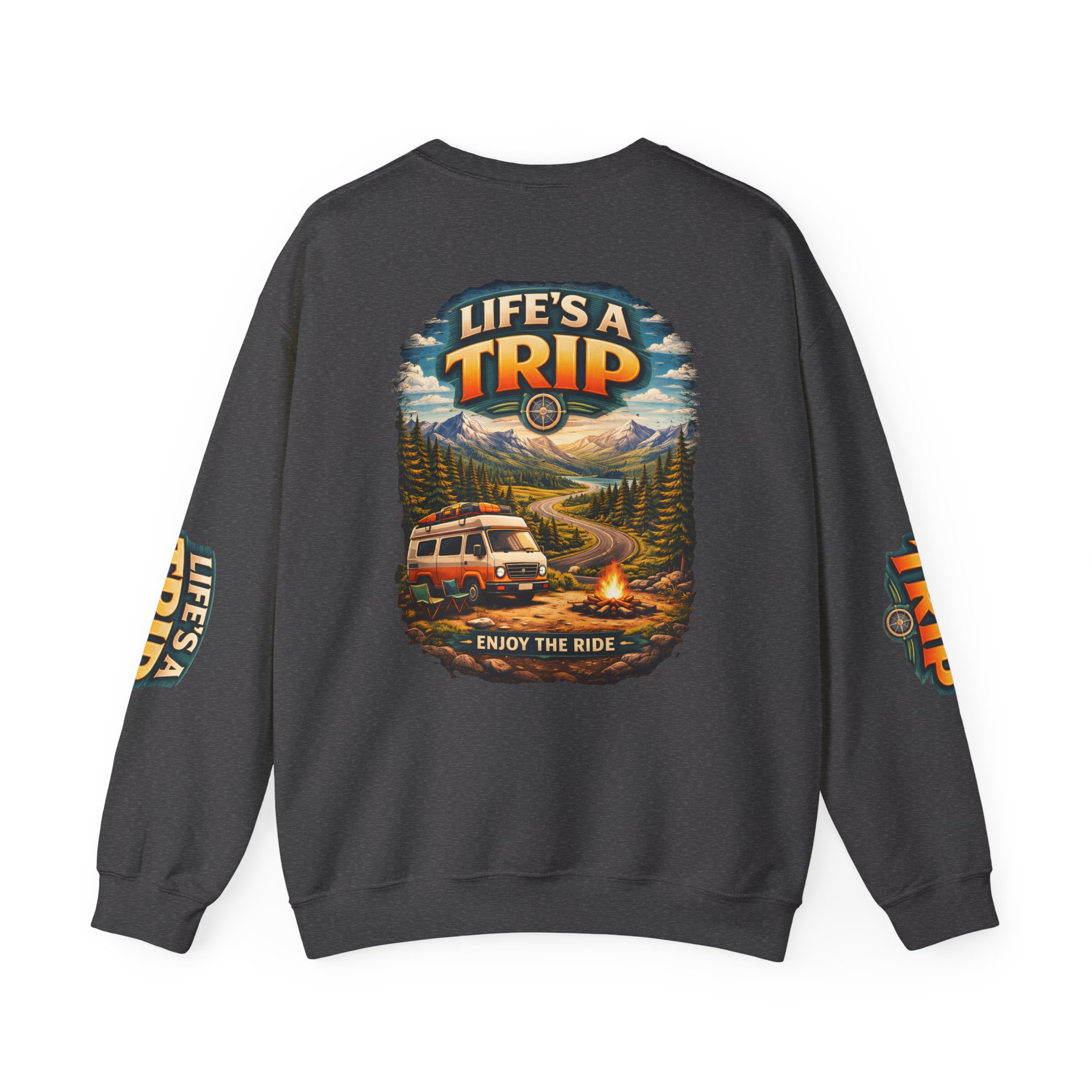 Unisex Heavy Blend™ Crewneck Sweatshirt — "Life s A Trip" Design Scenic-Line