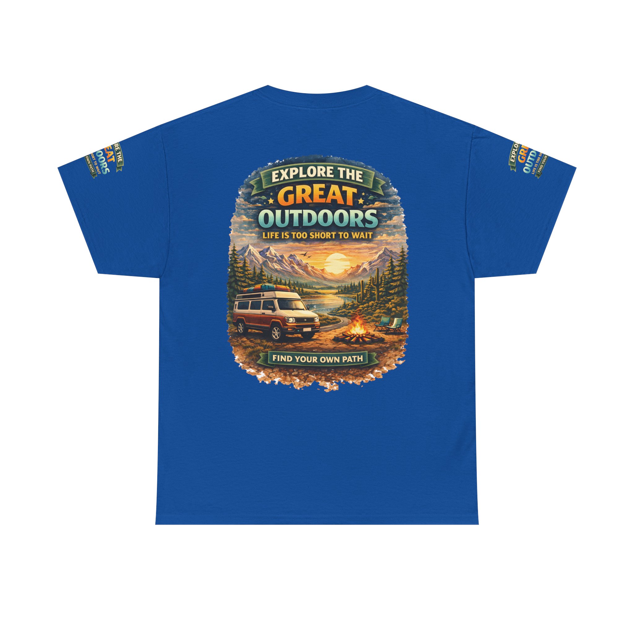 Unisex Heavy Cotton Tee — "Explore The Great Outdoors" Design Scenic-Line