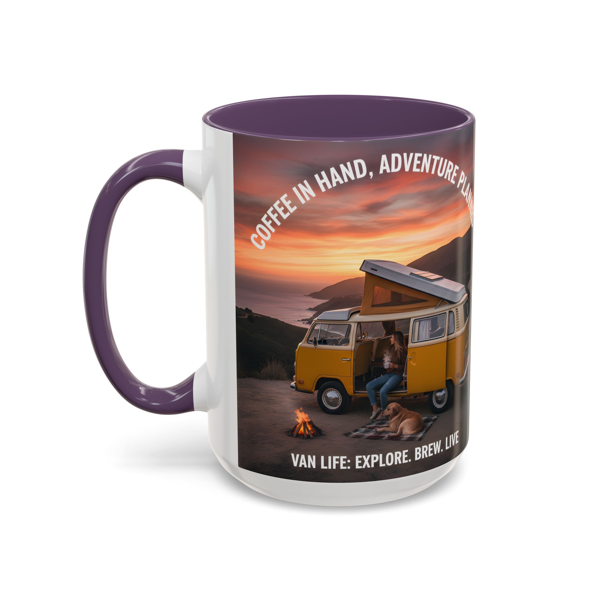 Accent Coffee Mug (11, 15oz) - "Coffee in Hand, Adventure Planned"