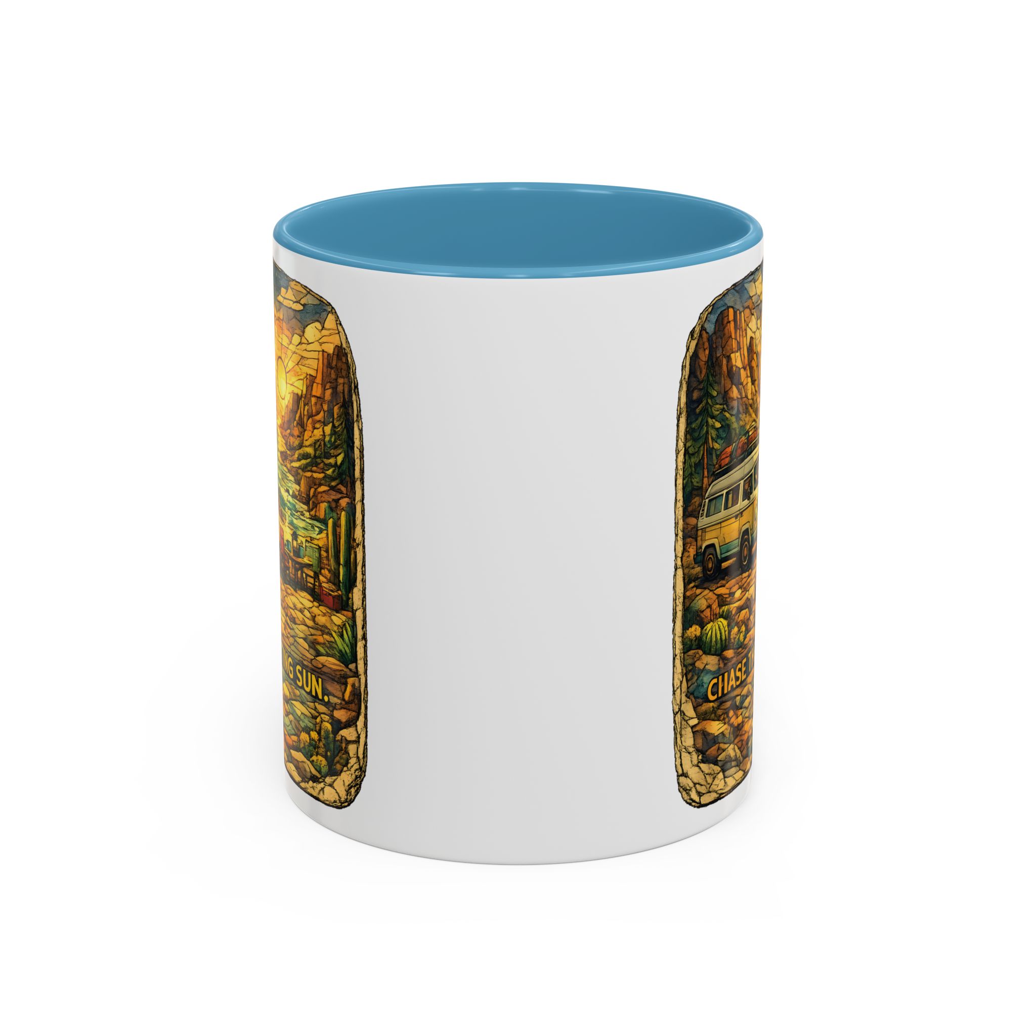 10740094203162502084_2048.jpeg Accent Coffee Mug (11, 15oz) — "Chase The Settings Sun" Design Cubic-Line