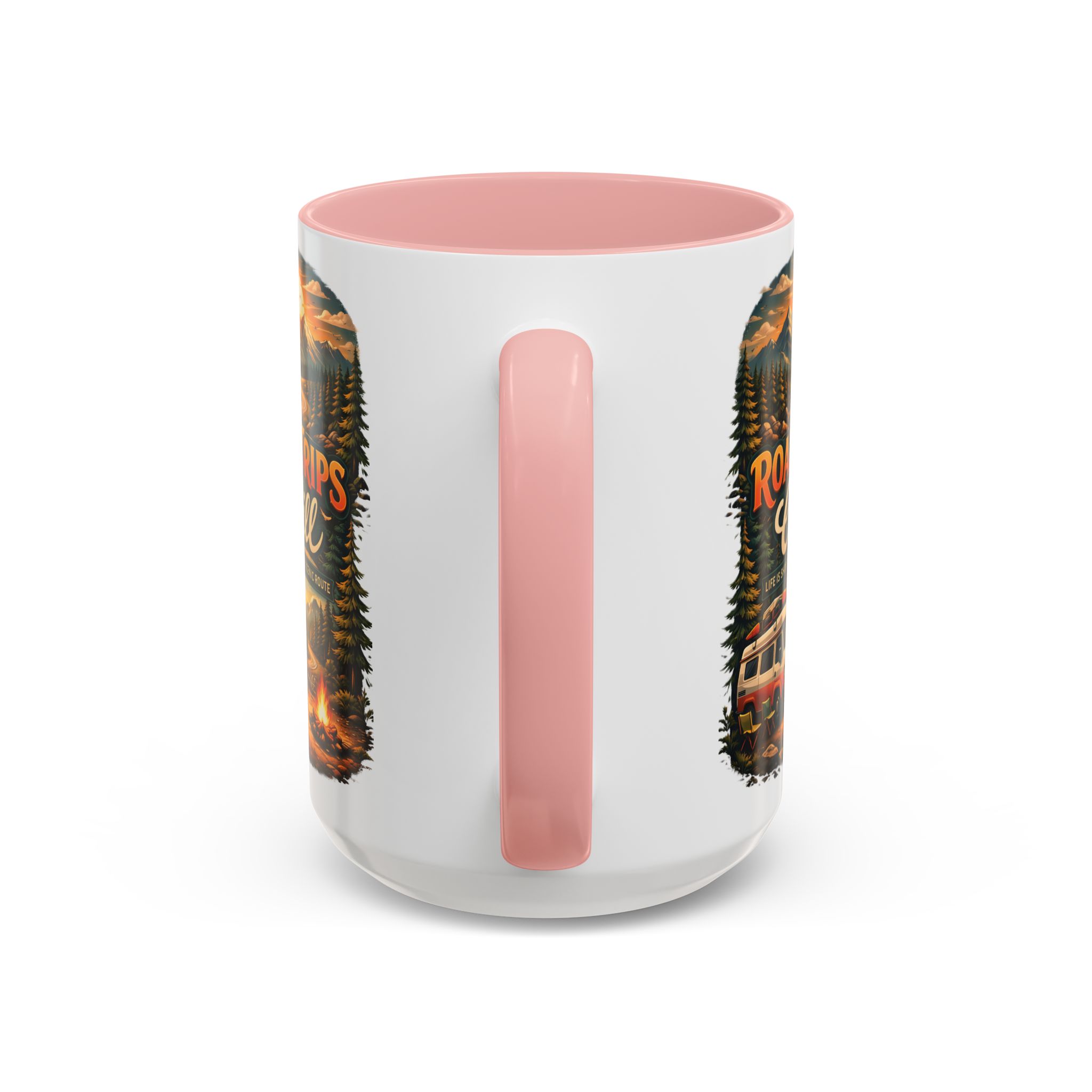 Accent Coffee Mug (11, 15oz) — "Road Trips & Chill" Design Scenic-Line