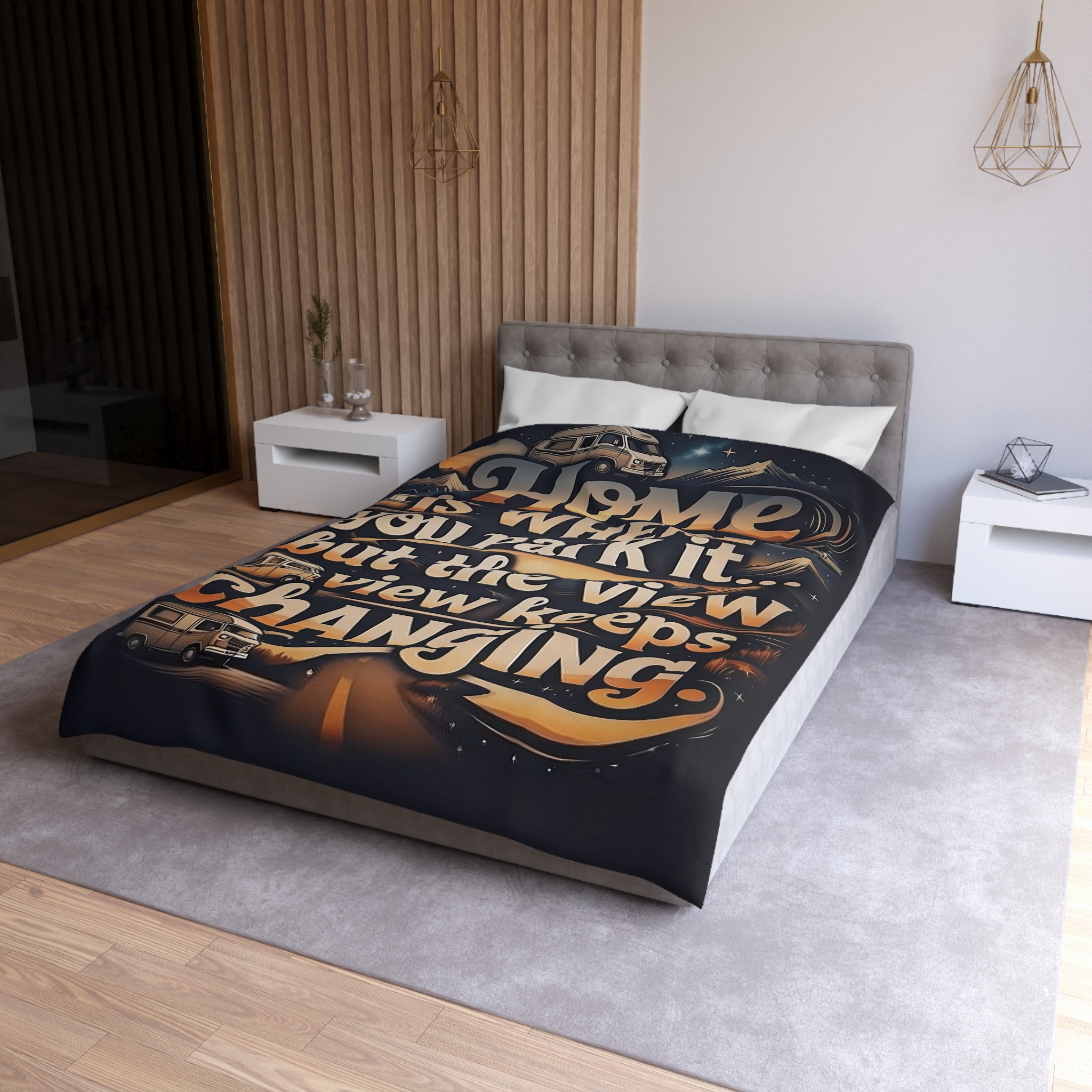 Duvet Cover - “Home Is Where You Park It… But The View Keeps Changing” Camper Van Bedding