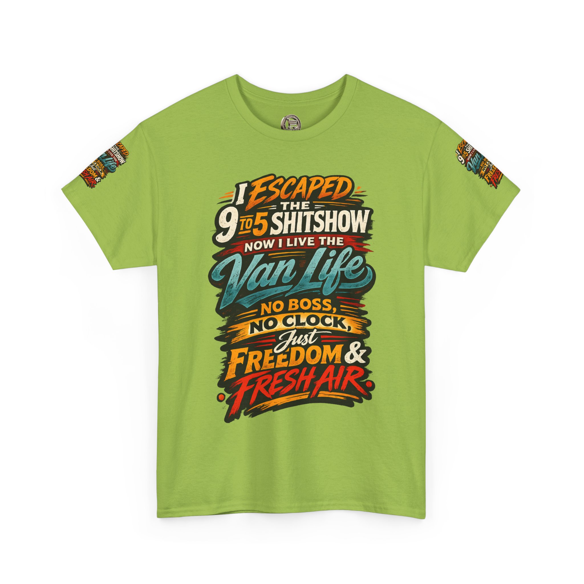 Unisex Heavy Cotton Tee — "I Escaped The 9 To 5" Design F**K-Line