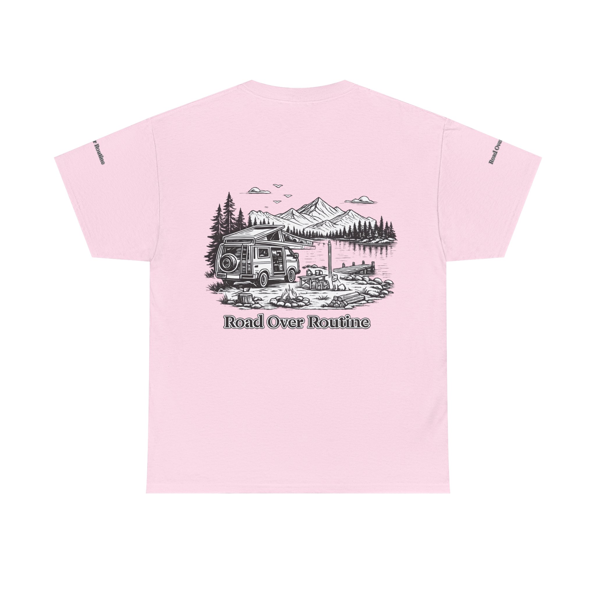 Unisex Heavy Cotton Tee — "Road Over Routine" Design Minimal-Line