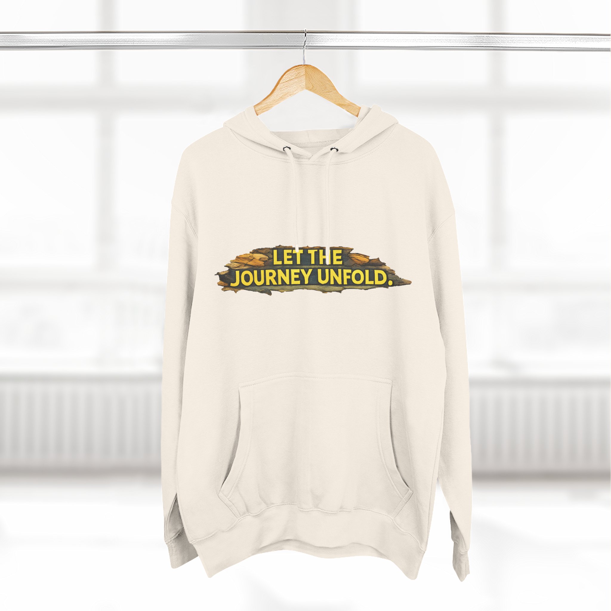 Three-Panel Fleece Hoodie - "Let The Journey Unfold" Design Cubic-Line