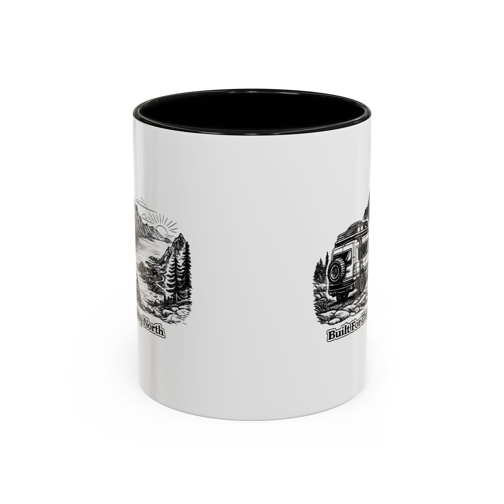 Accent Coffee Mug (11, 15oz) — "Built For The Long Way North" Design Minimal-Line