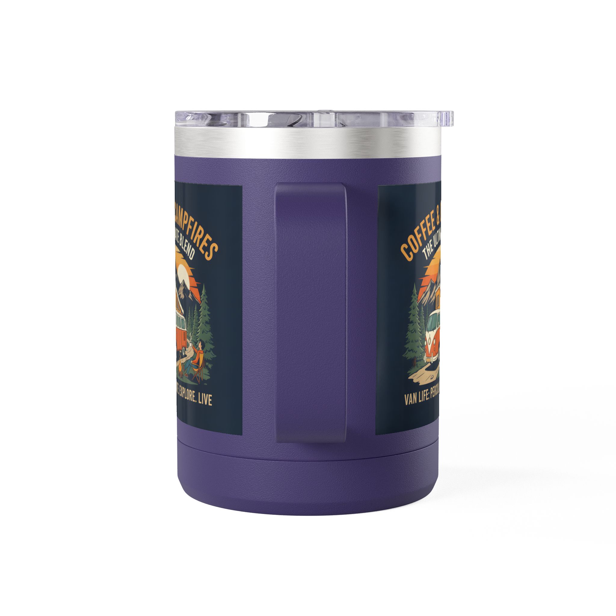 Coffee Mug Tumbler, 15oz — “Coffee & Campfires: The Ultimate Blend”