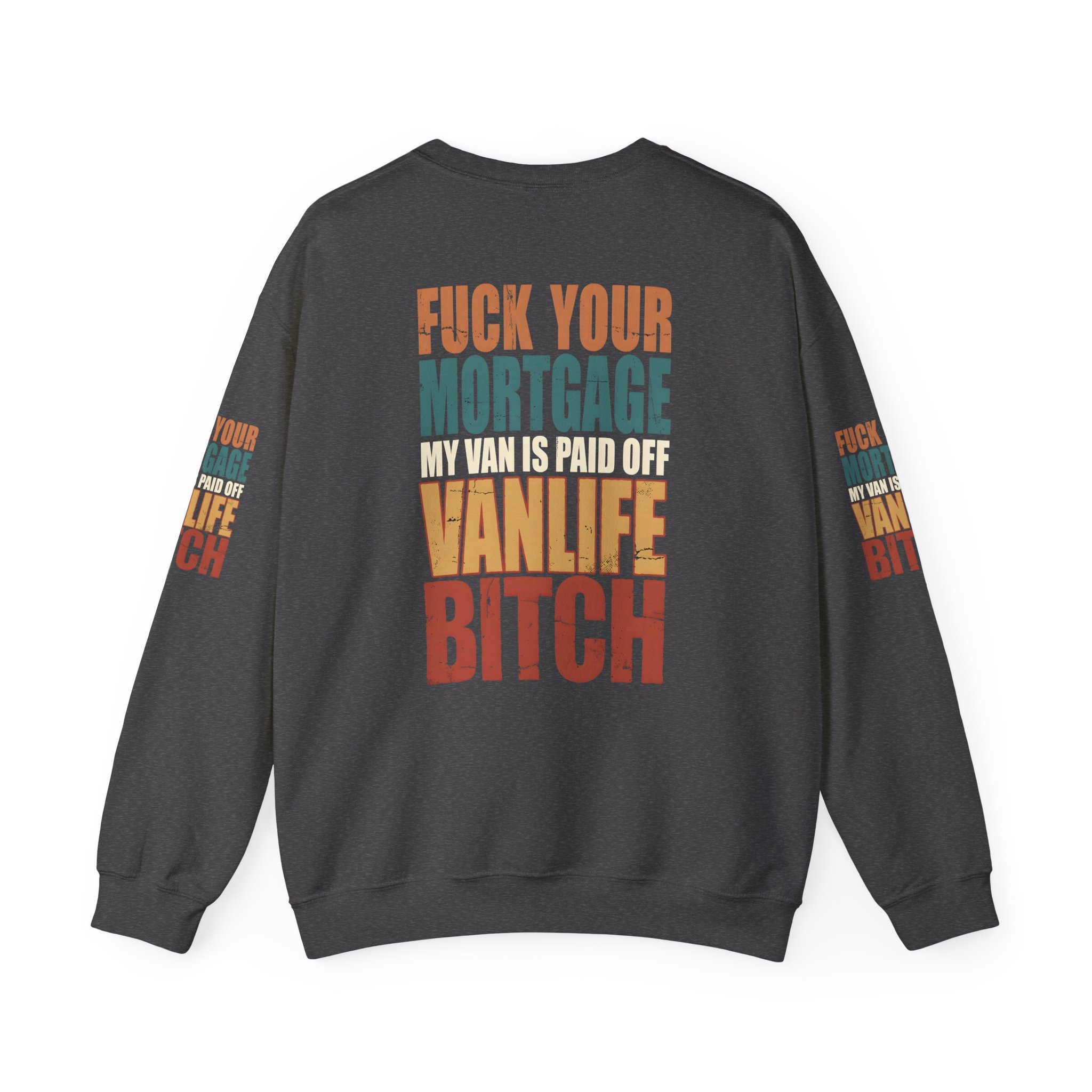 Unisex Heavy Blend™ Crewneck Sweatshirt — "Fuck Your Mortgage" Design F**K-Line