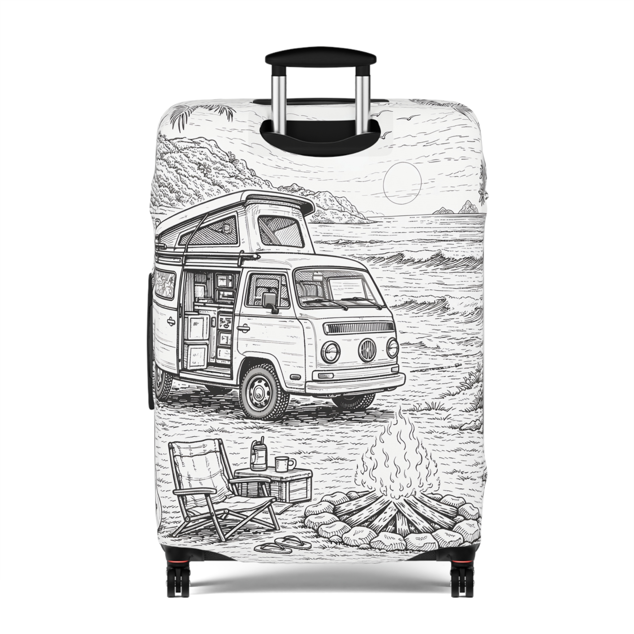 Luggage Cover — Adventure Camper Sketch Travel Suitcase