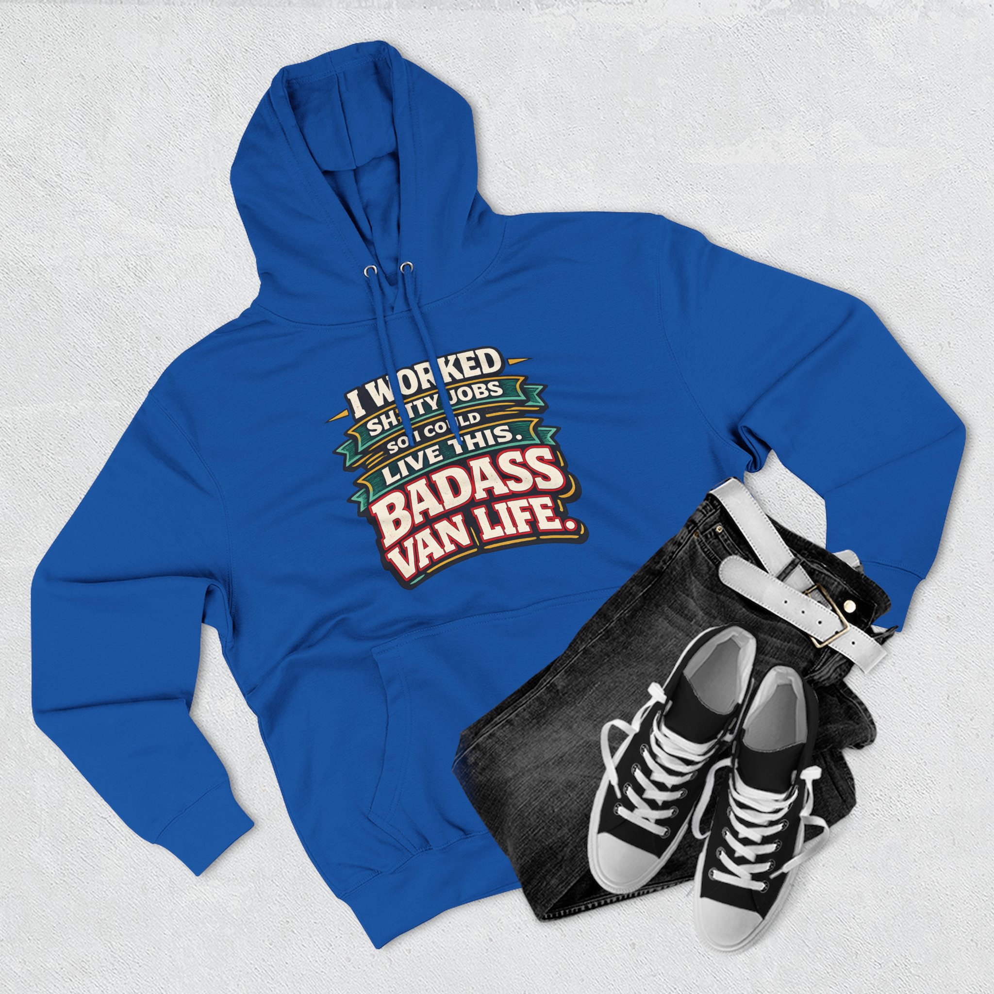 Three-Panel Fleece Hoodie - "I Worked Shitty Jobs" Design F**K-Line