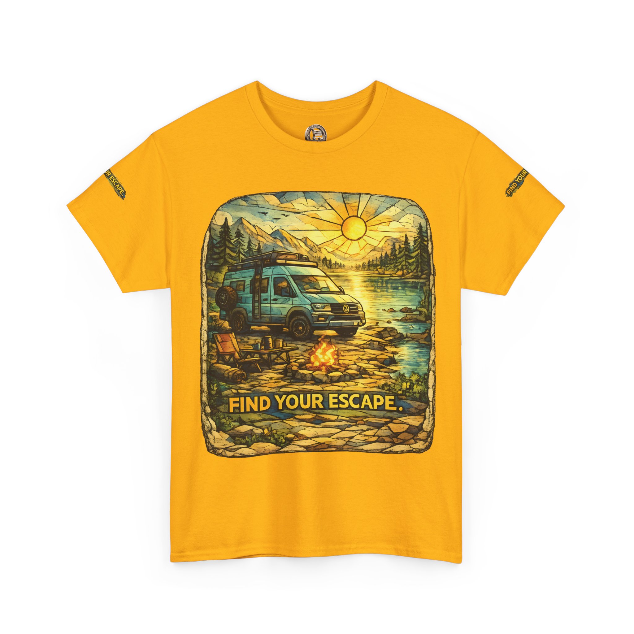Unisex Heavy Cotton Tee — "Find Your Escape" Design Cubic-Line
