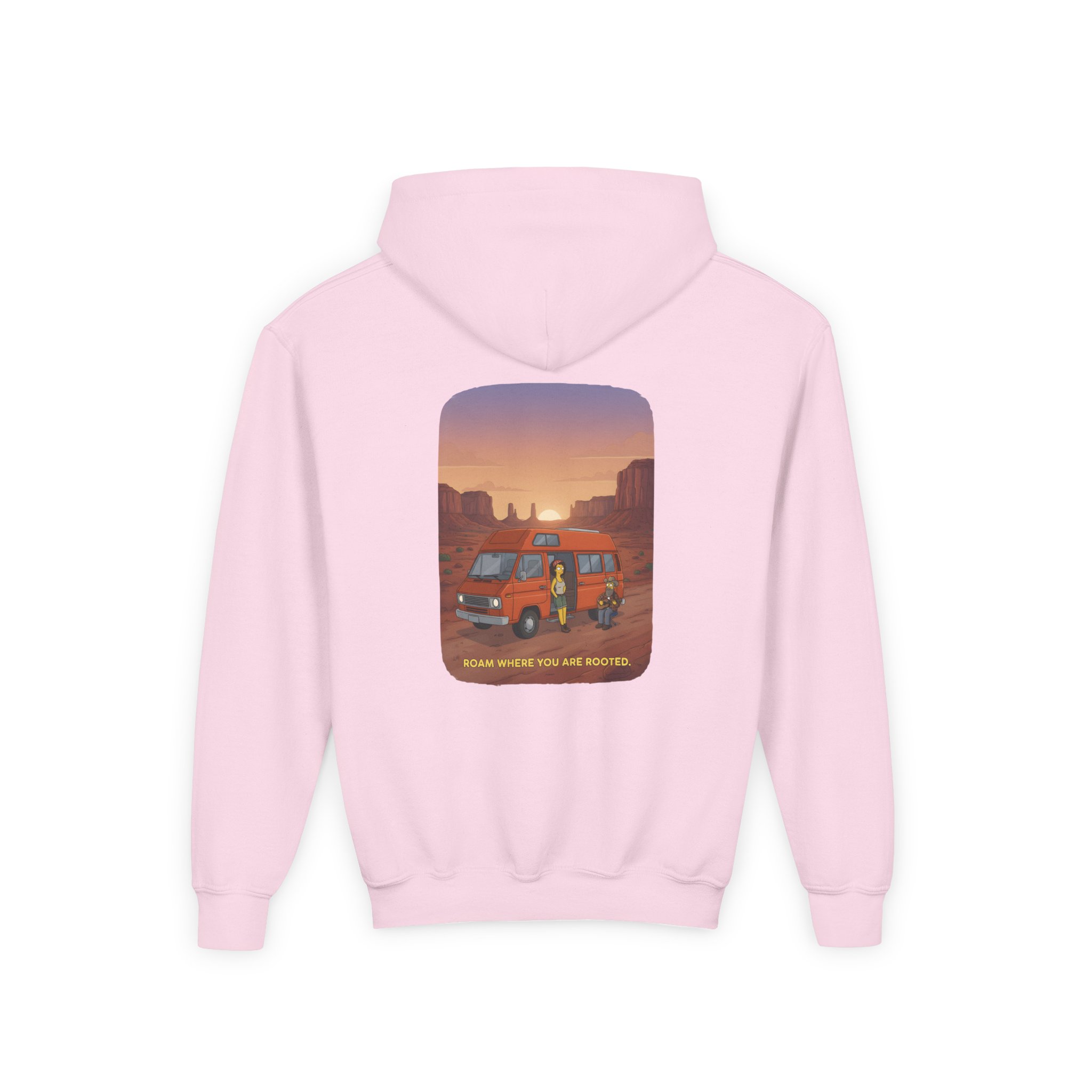 Youth Hoodie(Gildan) – "Roam Where You Are Rooted" (Design Sitcom-Line)