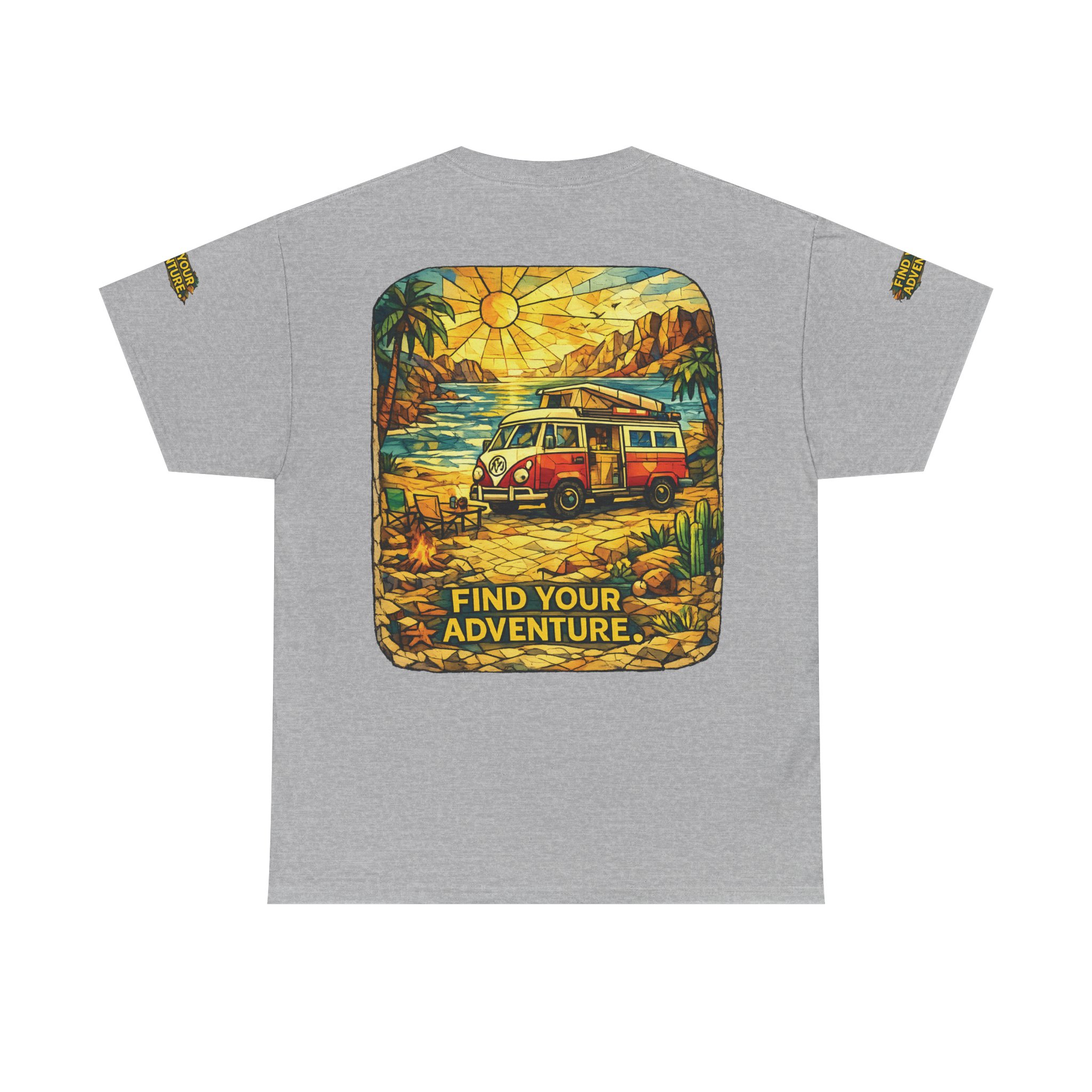 Unisex Heavy Cotton Tee — "Find Your Adventure" Design Cubic-Line