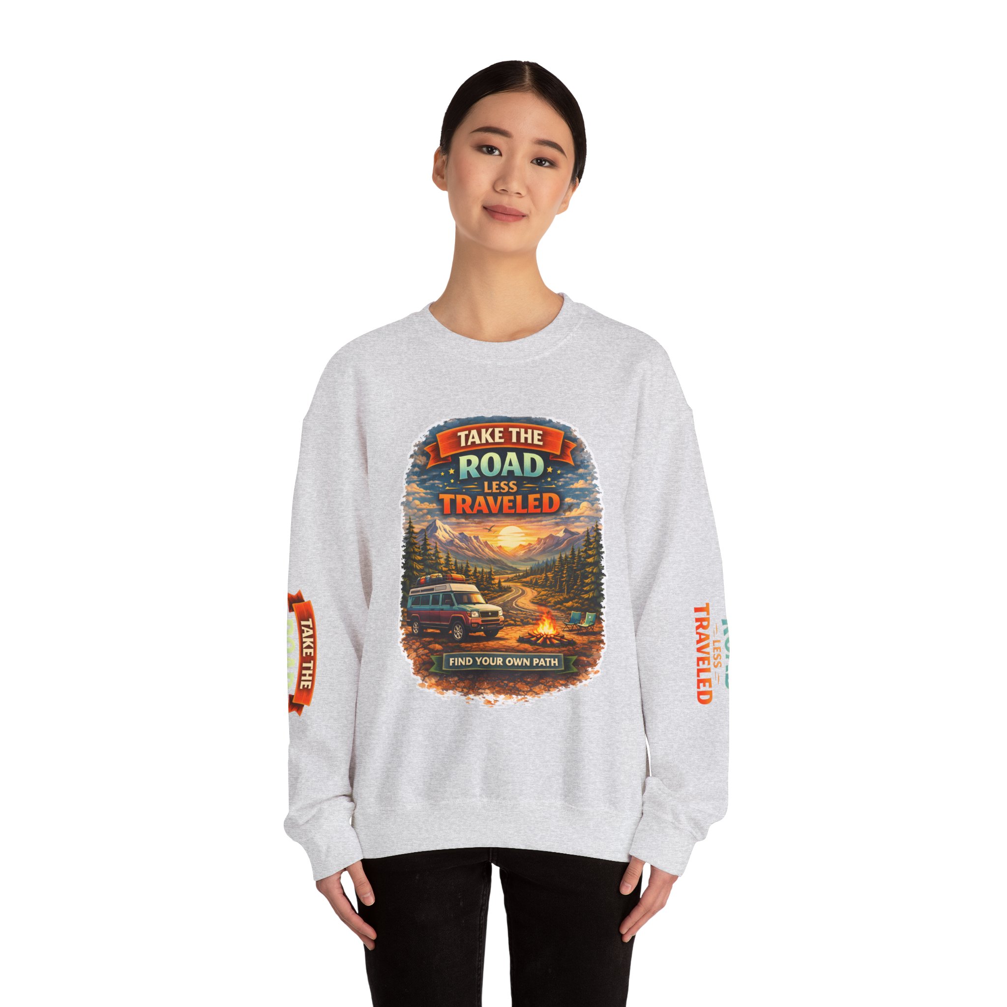 10805357757720878891_2048.jpeg Unisex Heavy Blend™ Crewneck Sweatshirt — "Take The Road Less Traveled" Design Scenic-Line