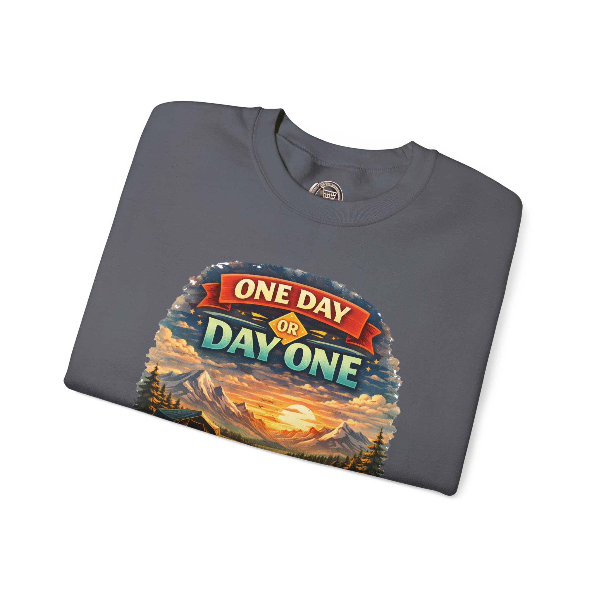 Unisex Heavy Blend™ Crewneck Sweatshirt — "One Day Or Day One" Design Scenic-Line