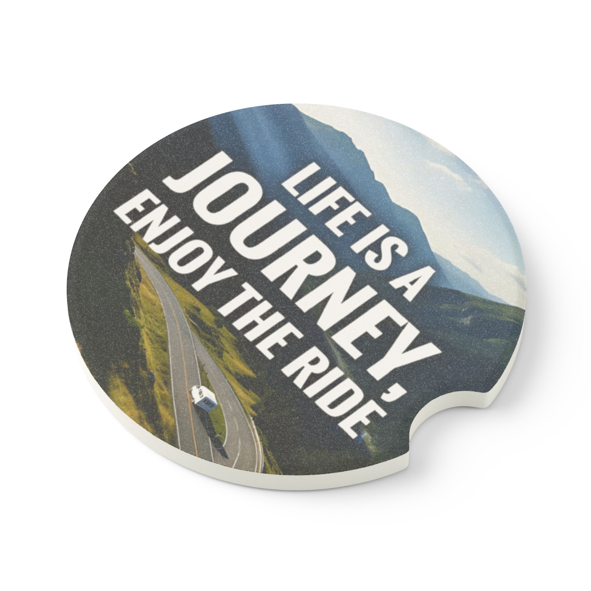 Soapstone Car Coaster — "Life Is a Journey, Enjoy the Ride" Drink Holder