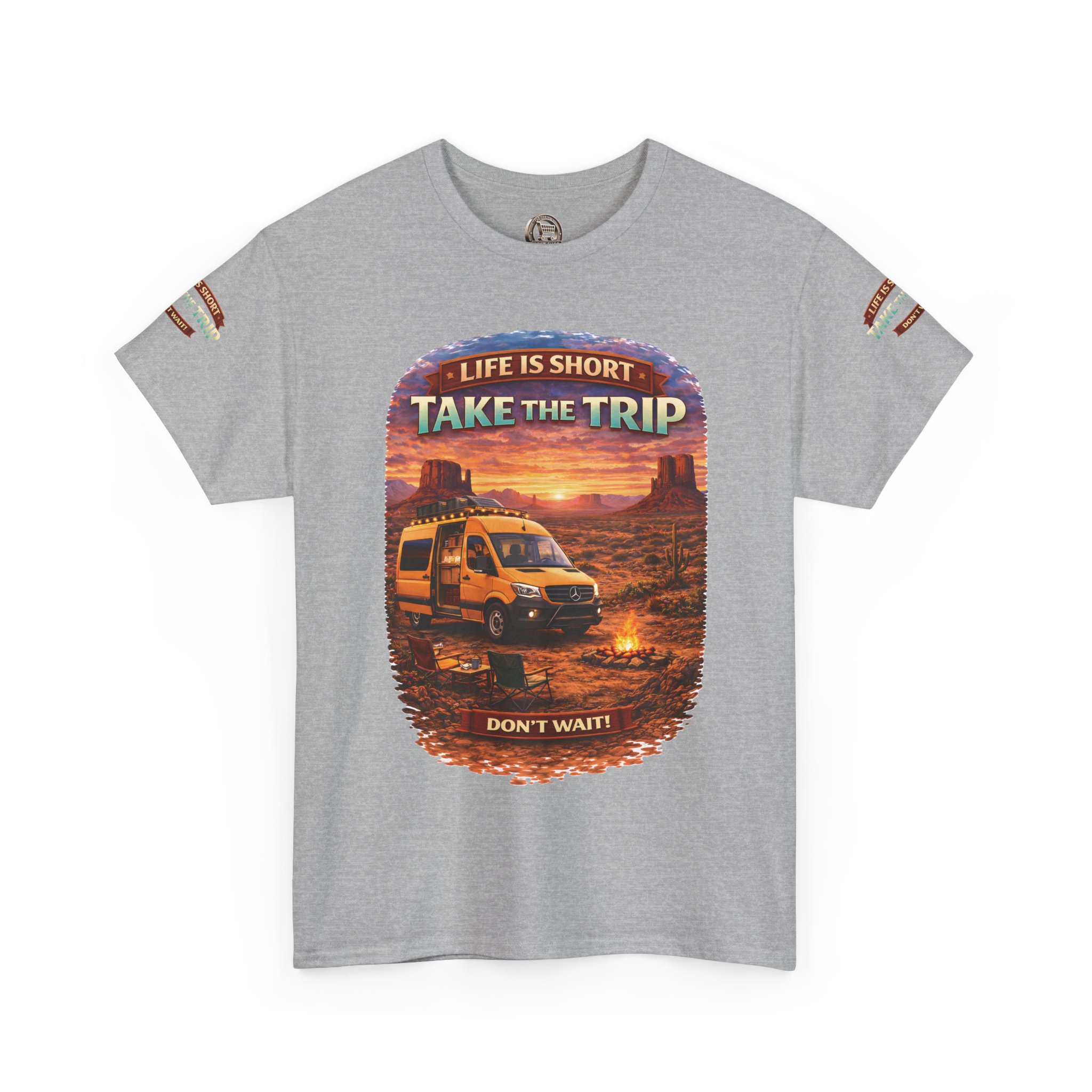 Unisex Heavy Cotton Tee — "Life Is To Short-Take The Trip" Design Scenic-Line