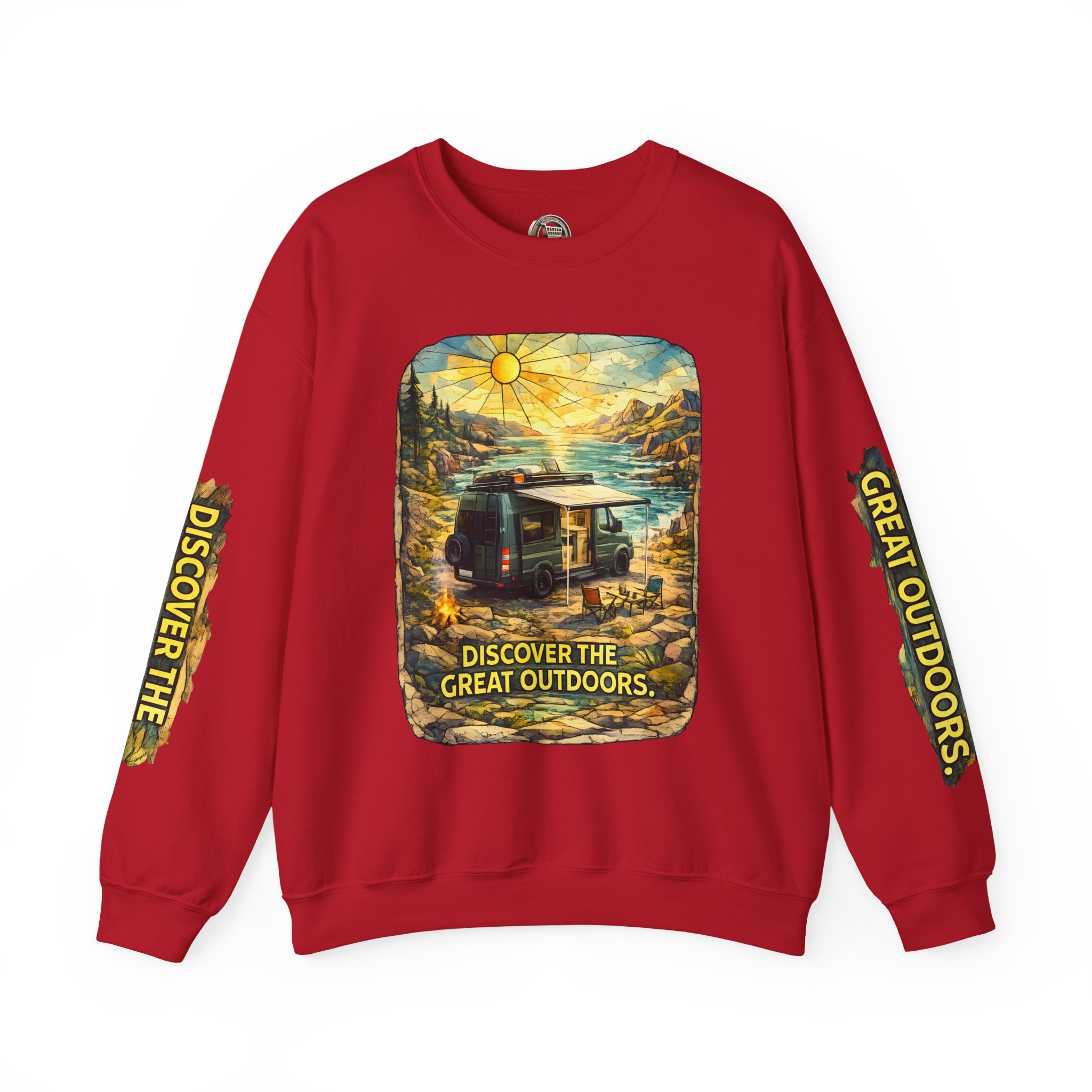 Unisex Heavy Blend™ Crewneck Sweatshirt — "Discover The Great Outdoors" Design Cubic-Line