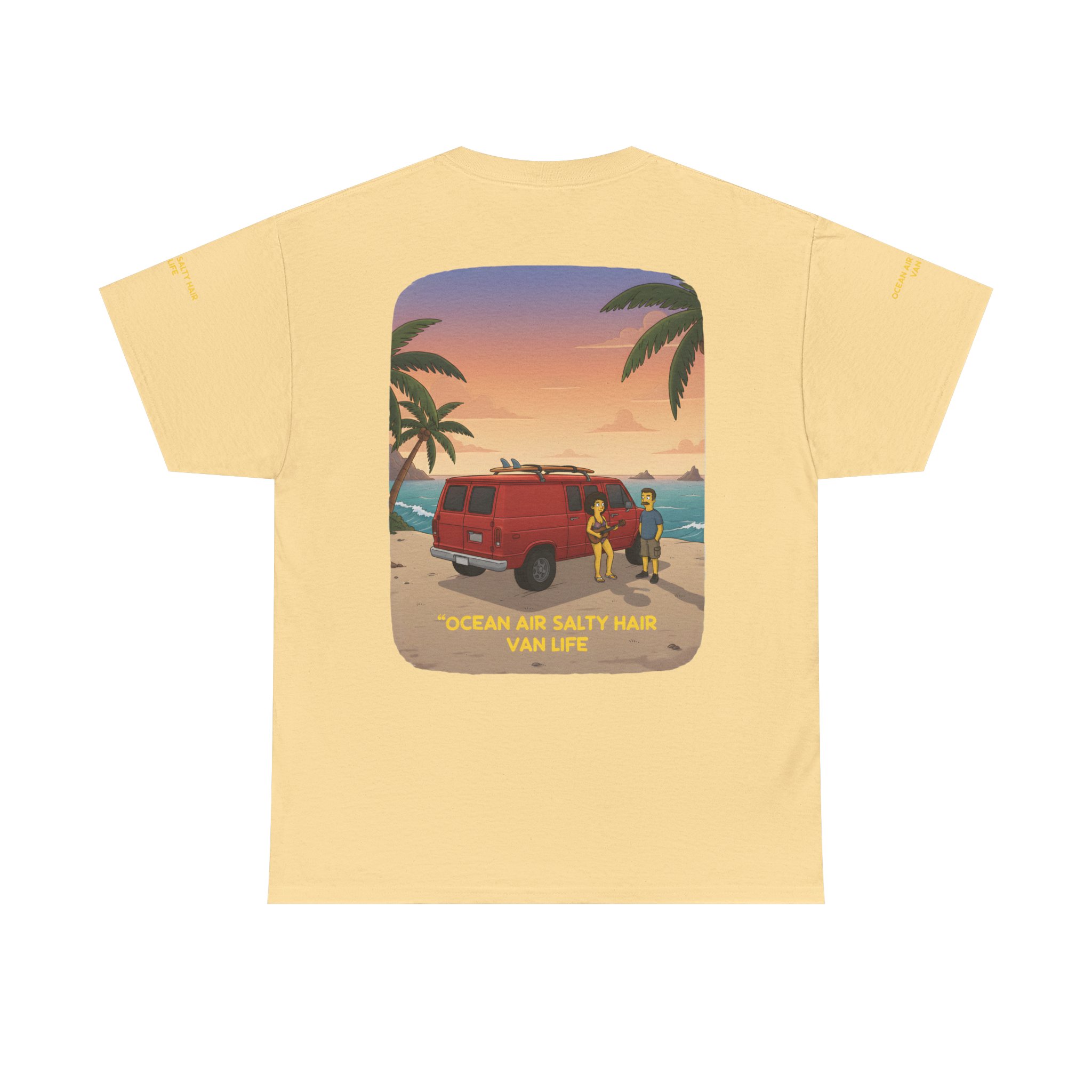Unisex Heavy Cotton Tee — "Ocean Air Salty Hair Van Life" Design Sitcom-Line