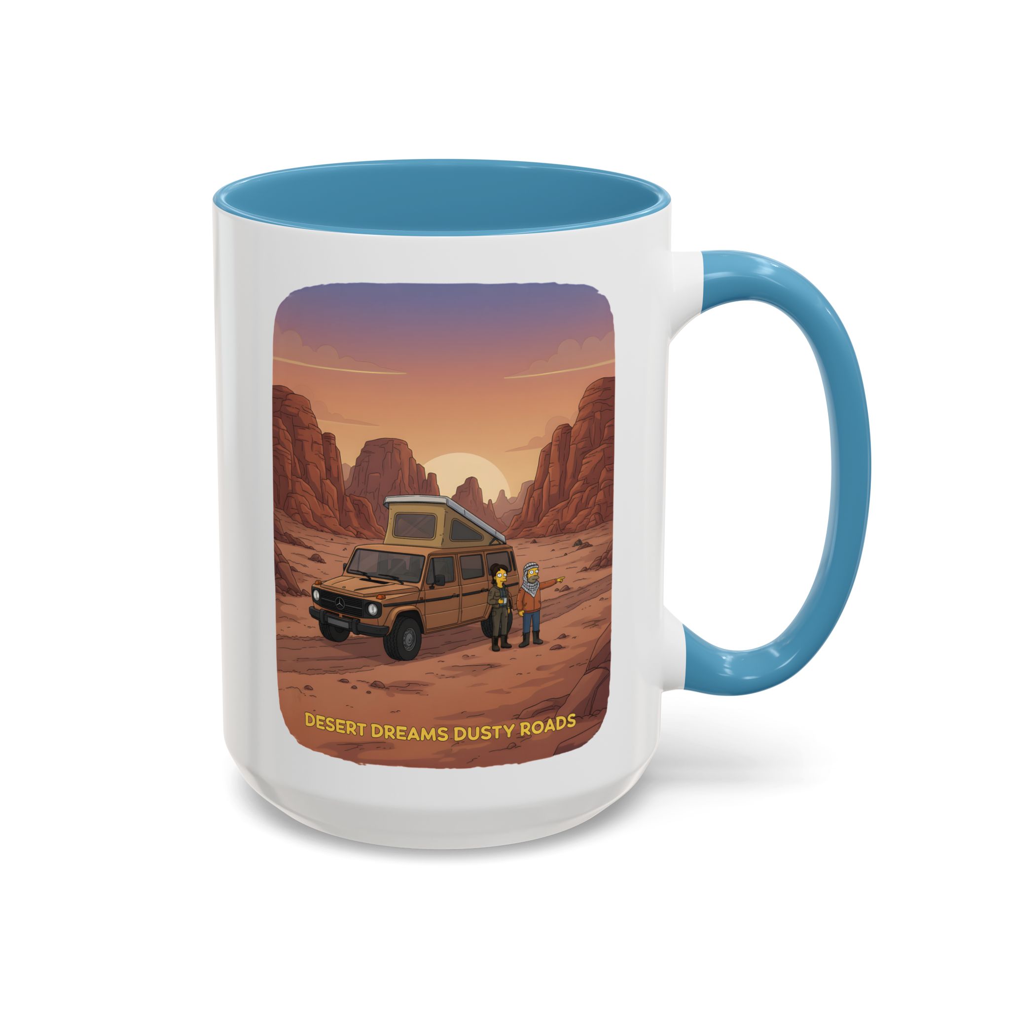 Accent Coffee Mug (11, 15oz) — "Desert Dreams Dusty Roads" Design Sitcom-Line