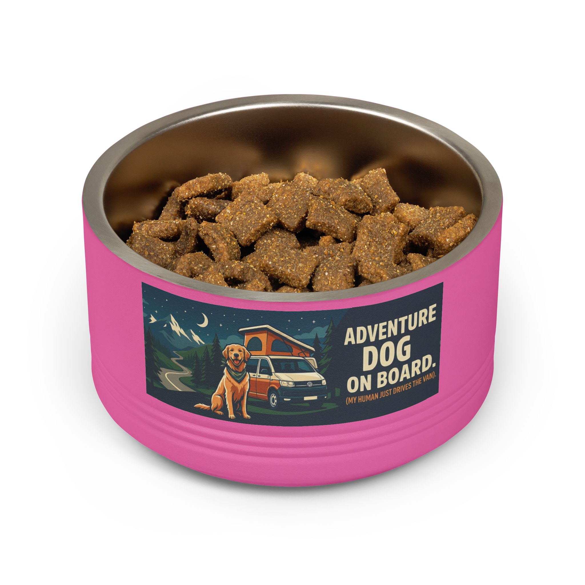 Pet Bowl — "Adventure Dog On Board " 18oz Camper & Hiking Dog Travel Bowl