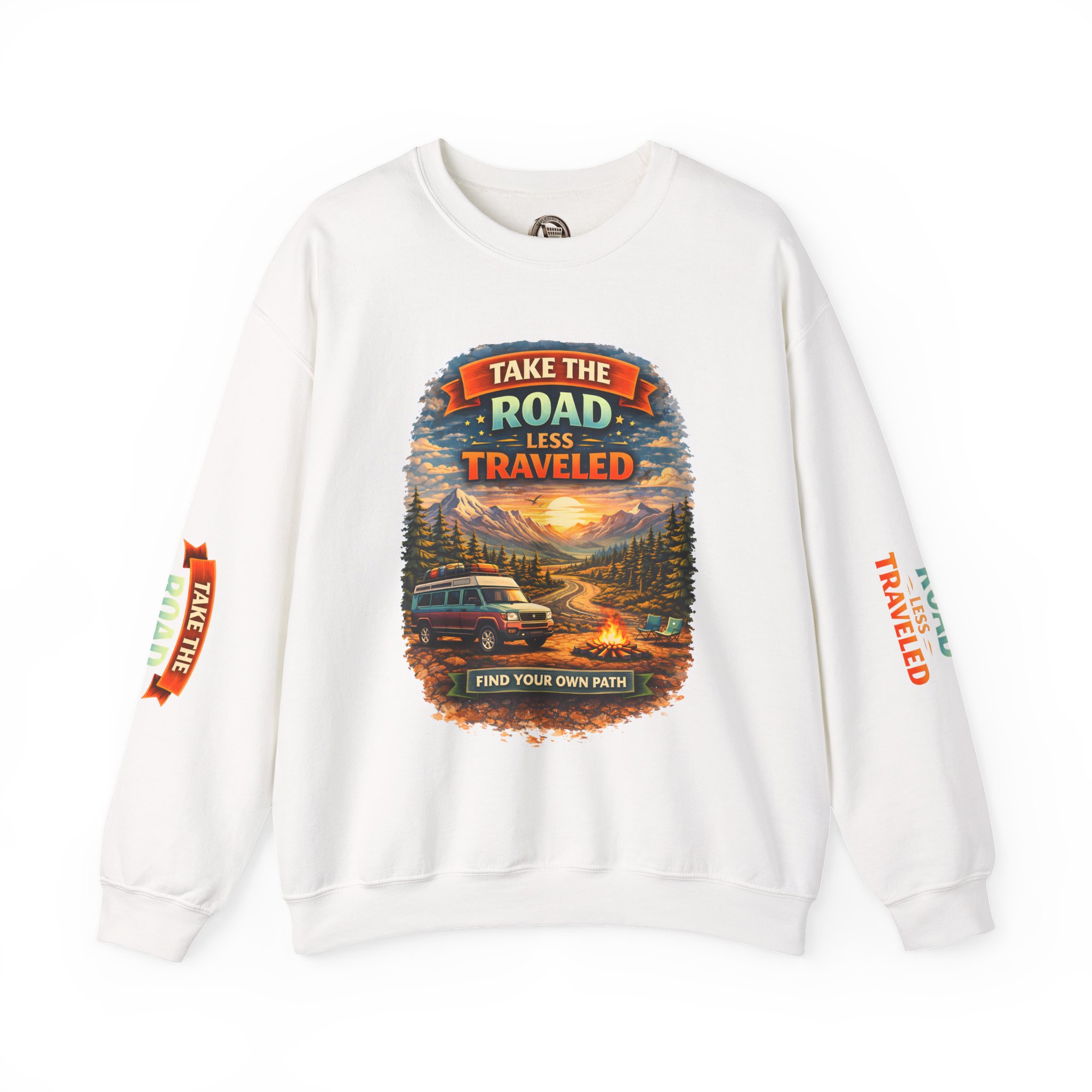 Unisex Heavy Blend™ Crewneck Sweatshirt — "Take The Road Less Traveled" Design Scenic-Line