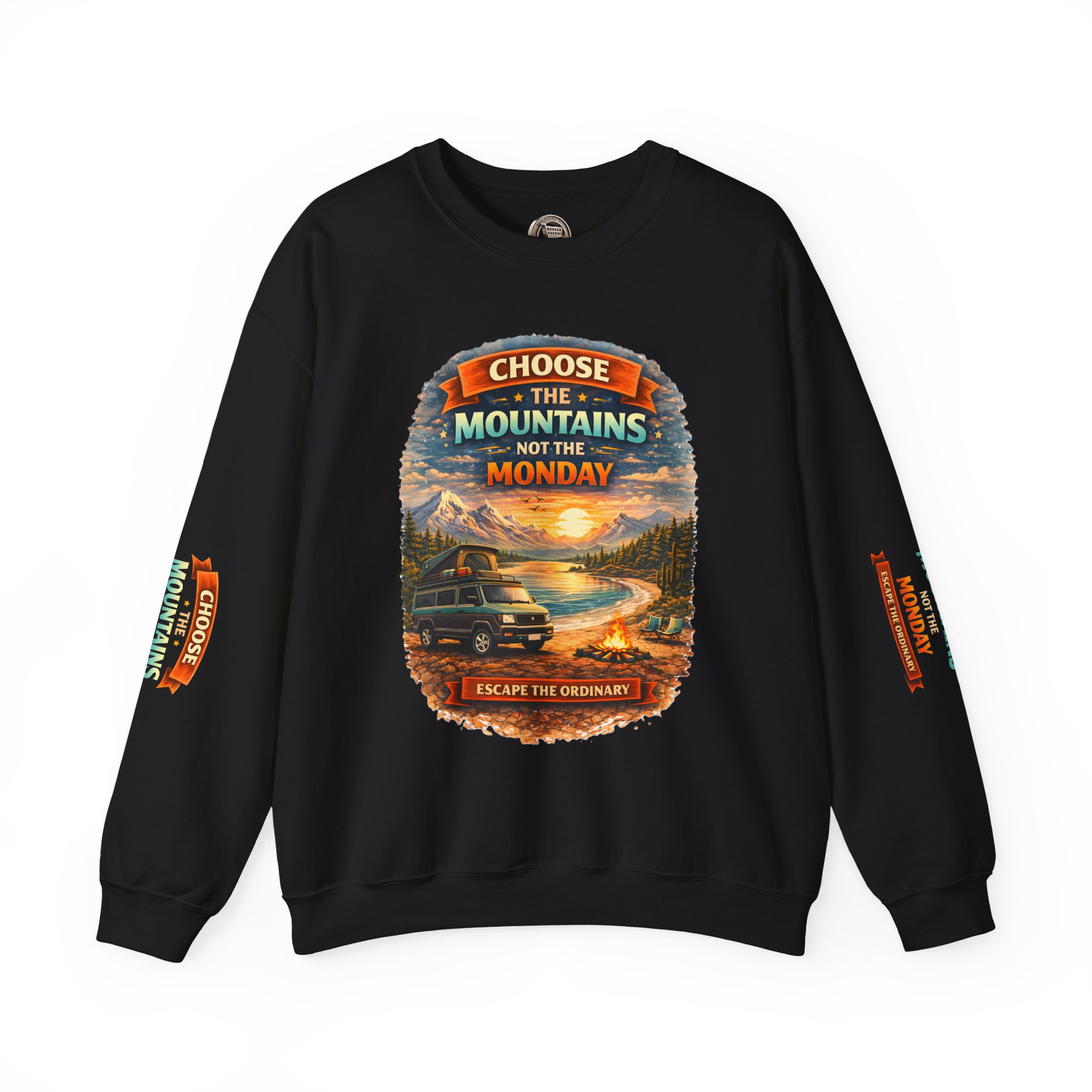 Unisex Heavy Blend™ Crewneck Sweatshirt — "Choose The Mountens" Design Scenic-Line