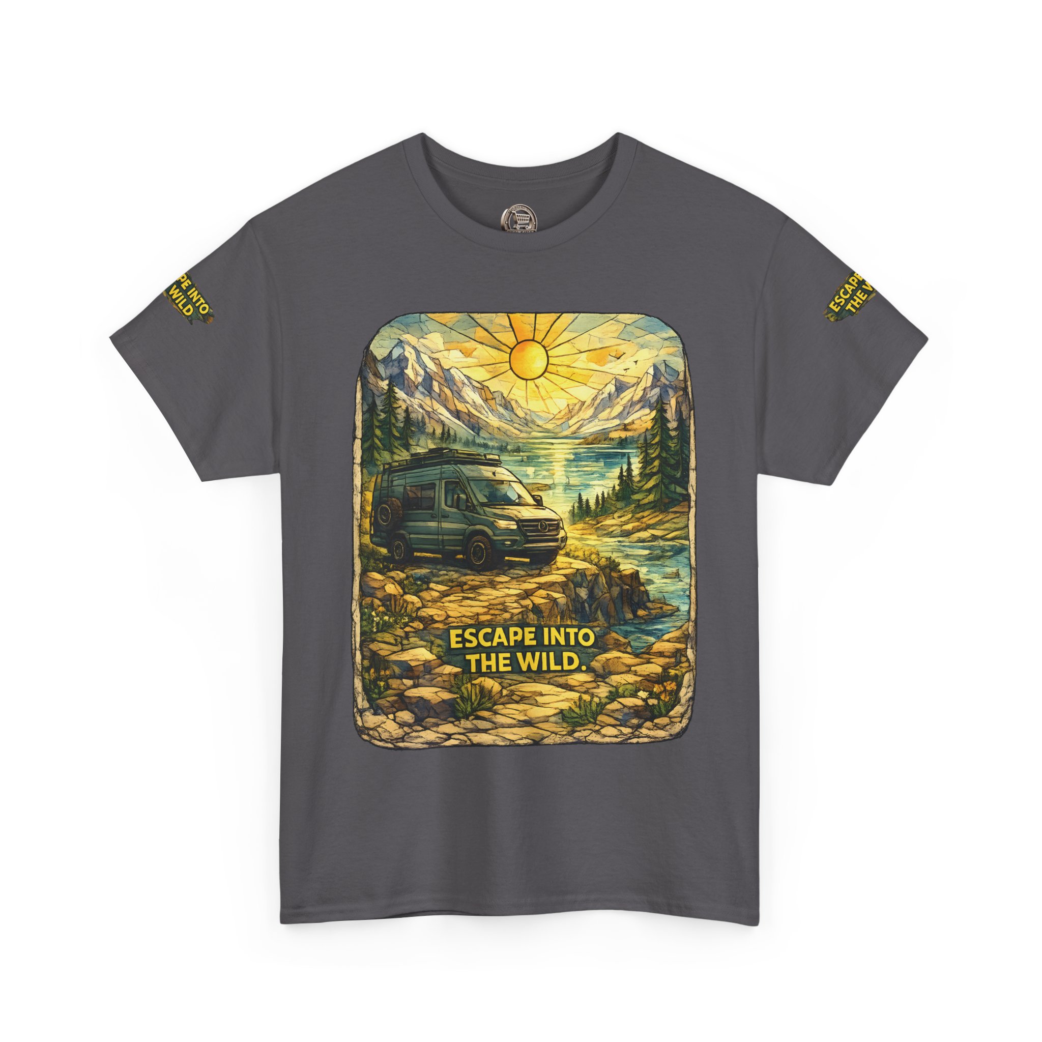 Unisex Heavy Cotton Tee — "Escape Into The Wild" Design Cubic-Line