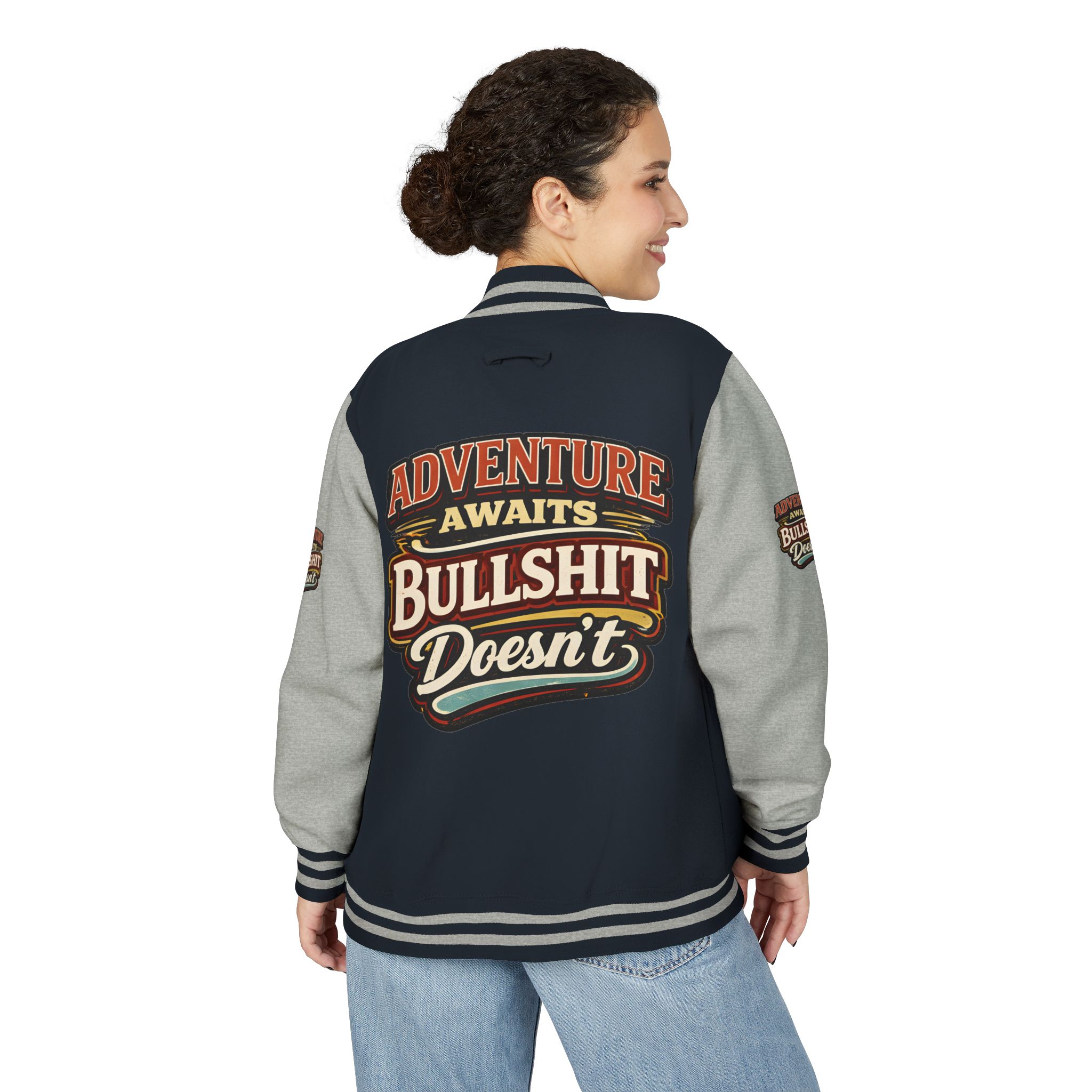 Unisex Heavyweight Letterman Jacket — "Adventure Awaits" Design F**K-Line