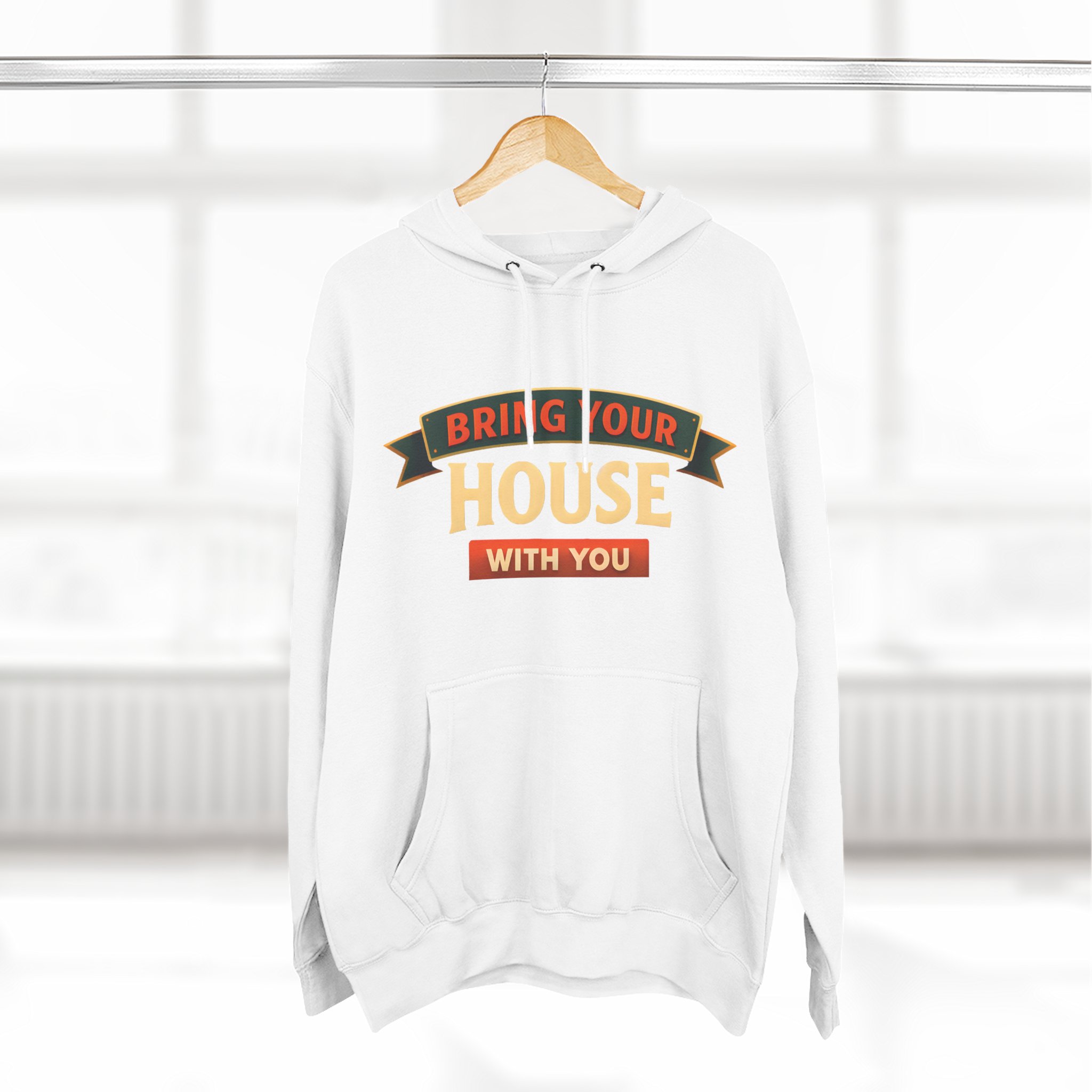 Three-Panel Fleece Hoodie - "Live Is A Journey-Bring Your House With You" Design Scenic-Line