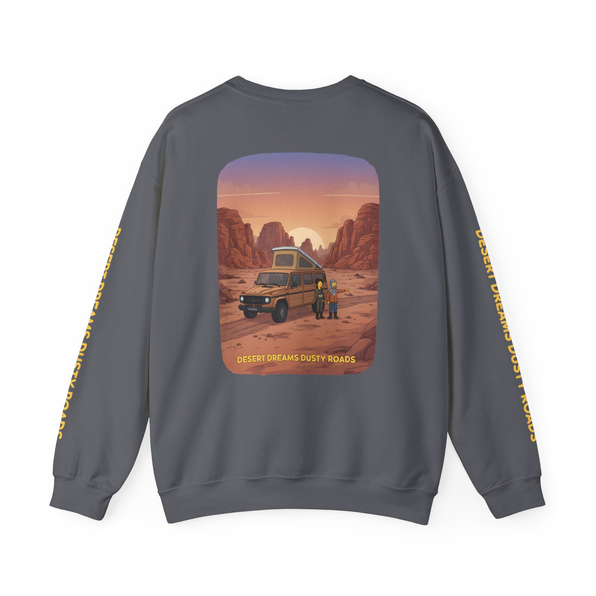 Unisex Heavy Blend™ Crewneck Sweatshirt — "Desert Dreams Dusty Roads" Design Sitcom-Line