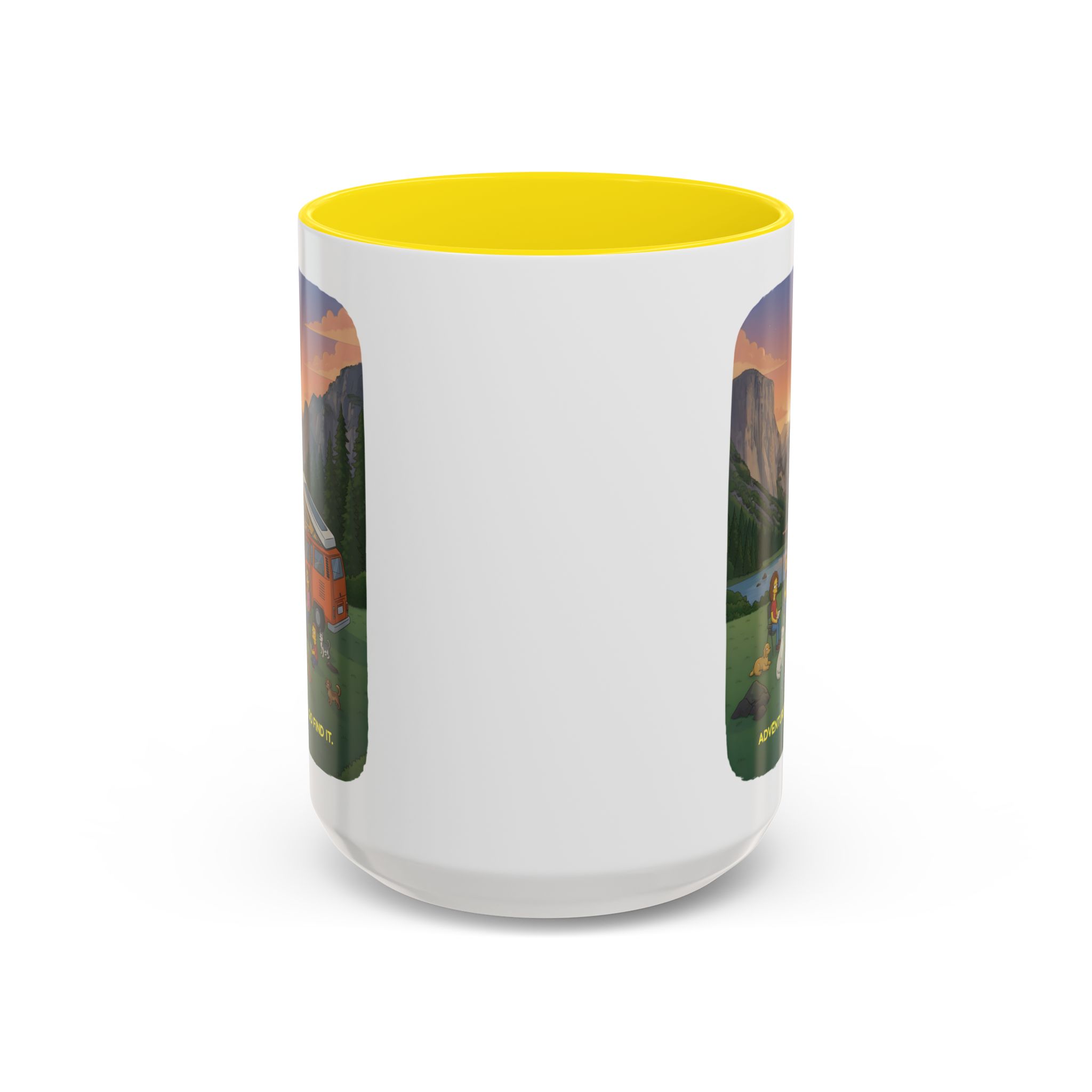 Accent Coffee Mug (11, 15oz) — "Adventure Awaits-Go Find It"" Design Sitcom-Line
