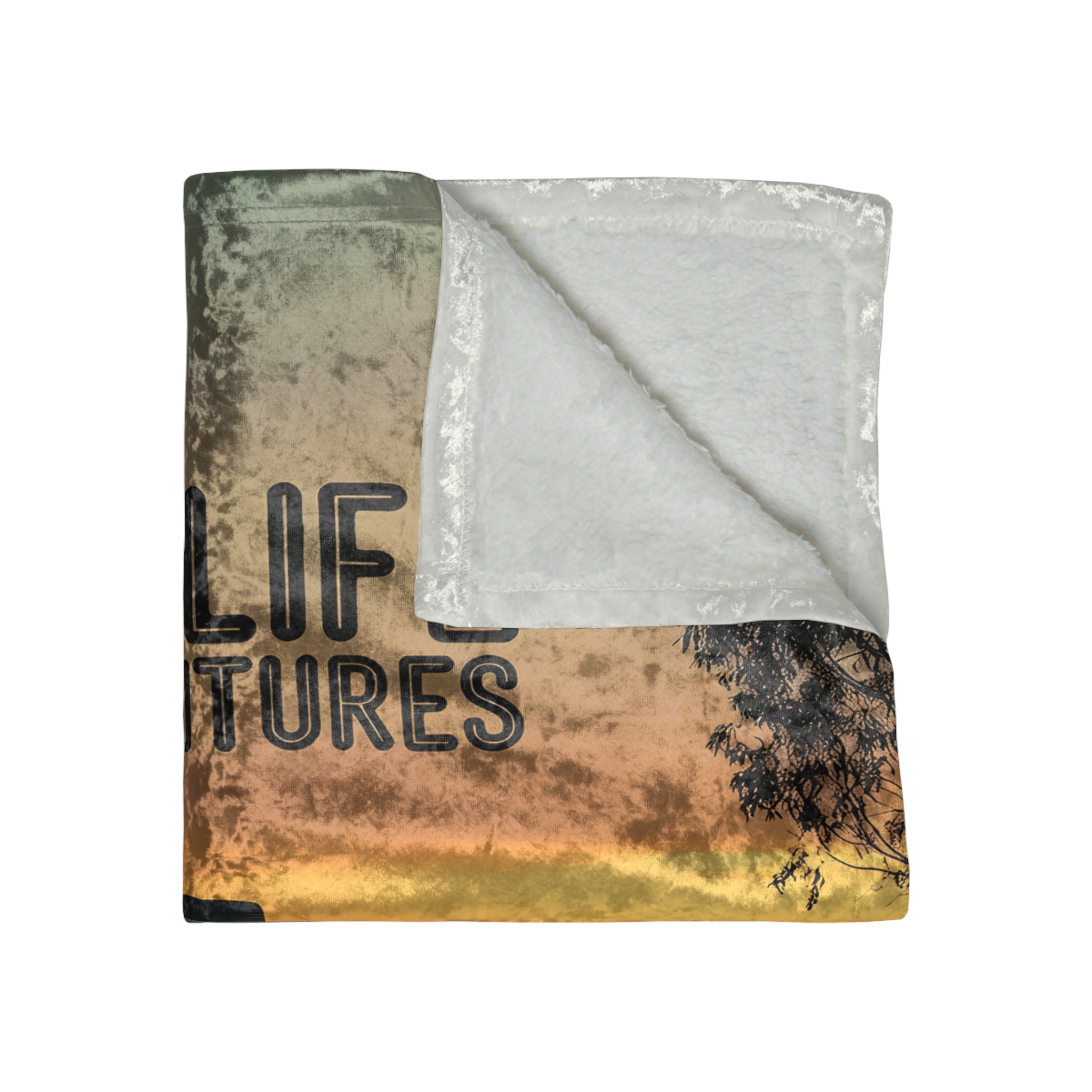 Crushed Velvet Blanket — "Vanlife Adventures"Cozy Camper Sunset Throw