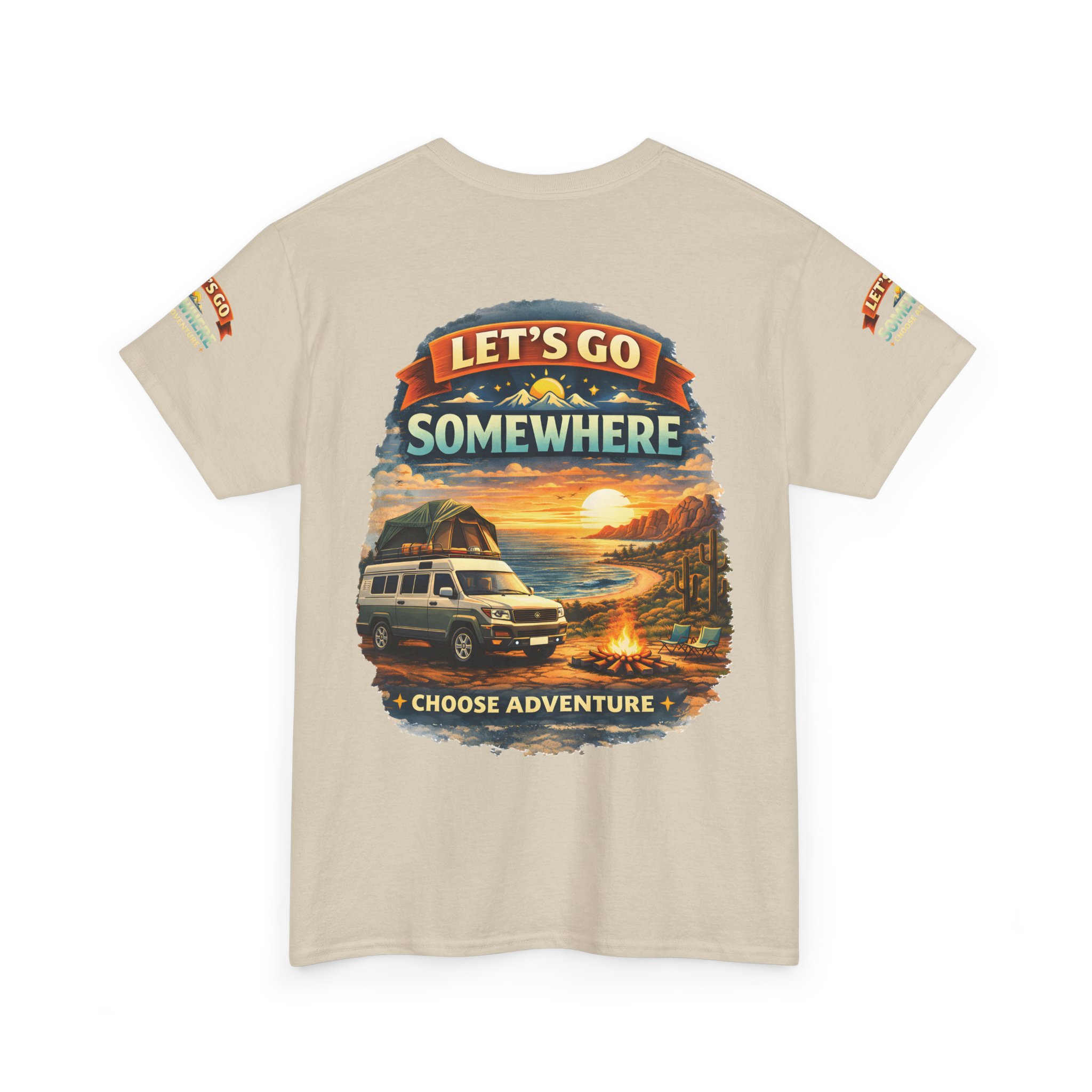 Unisex Heavy Cotton Tee — "Lets Go Somewhere" Design Scenic-Line