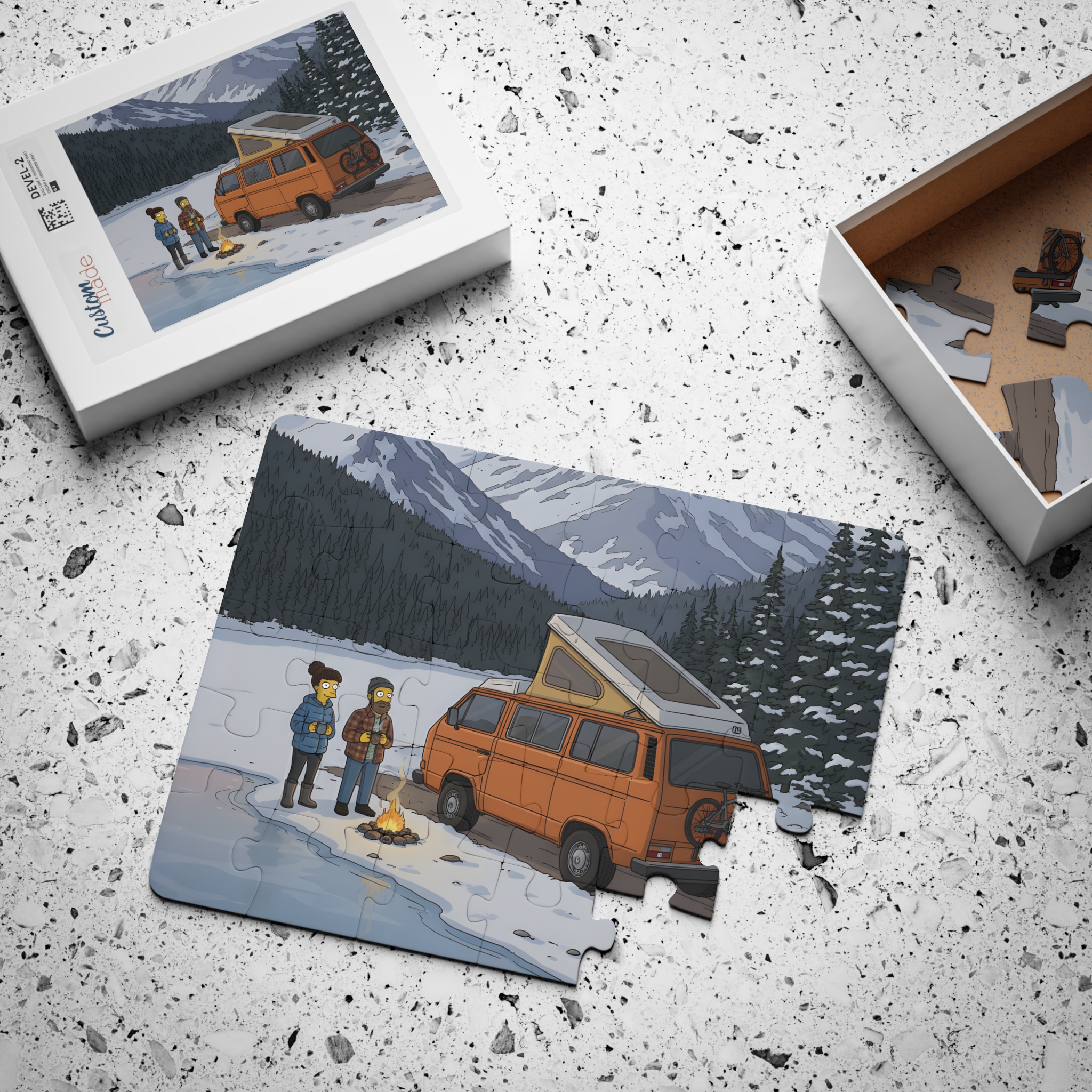Kids' 30‑Piece Camping Puzzle — Winter Camper Van Scene