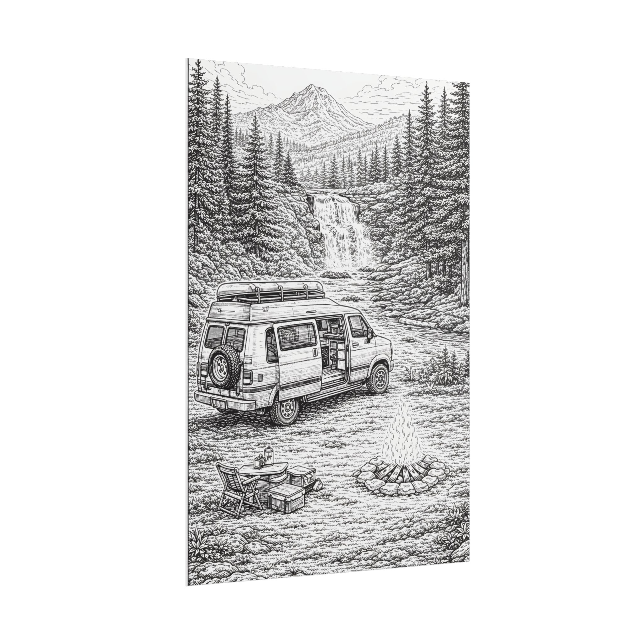 Campervan Poster — Vintage RV Camping Landscape Wall Art