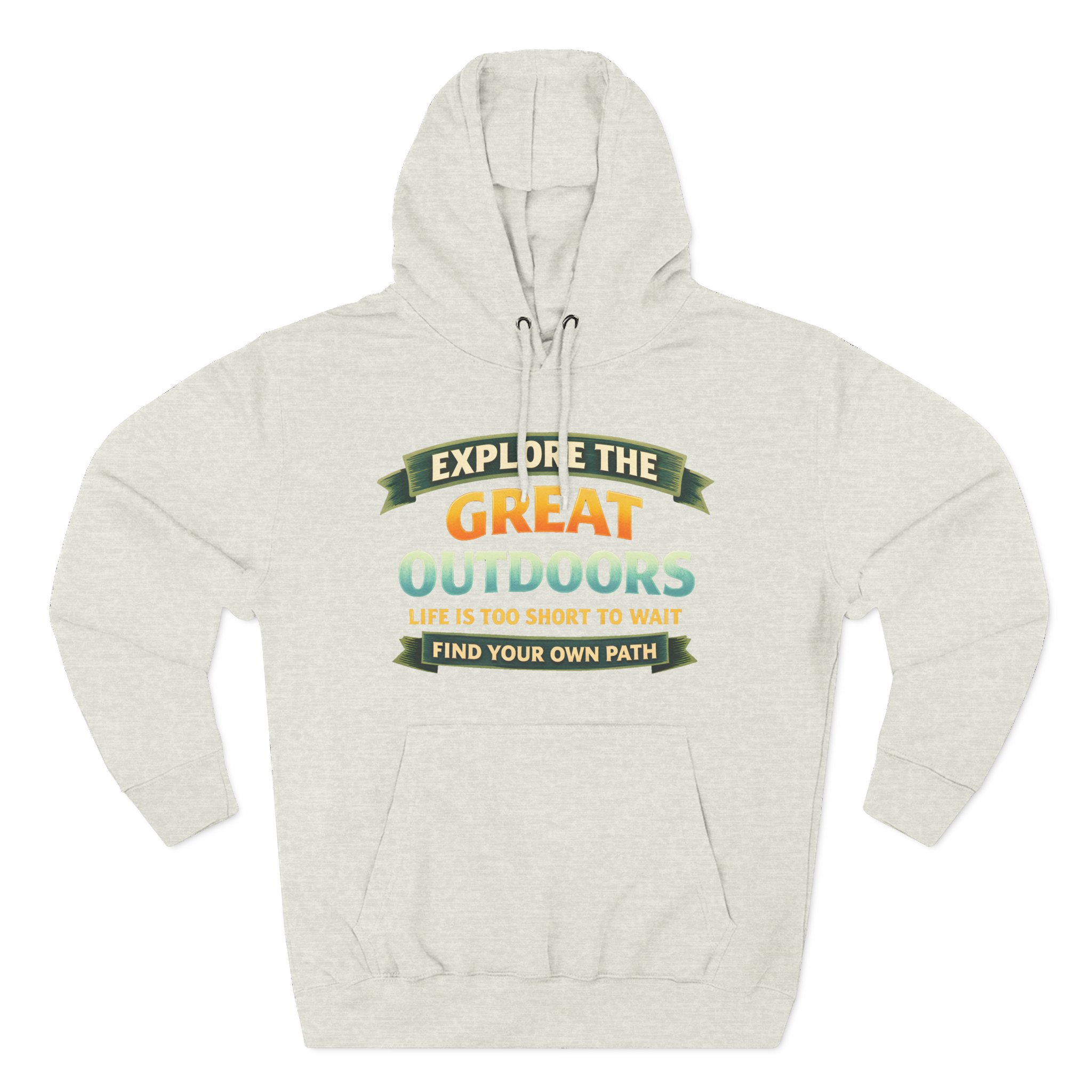 Three-Panel Fleece Hoodie - "Explore The Great Outdoors" Design Scenic-Line