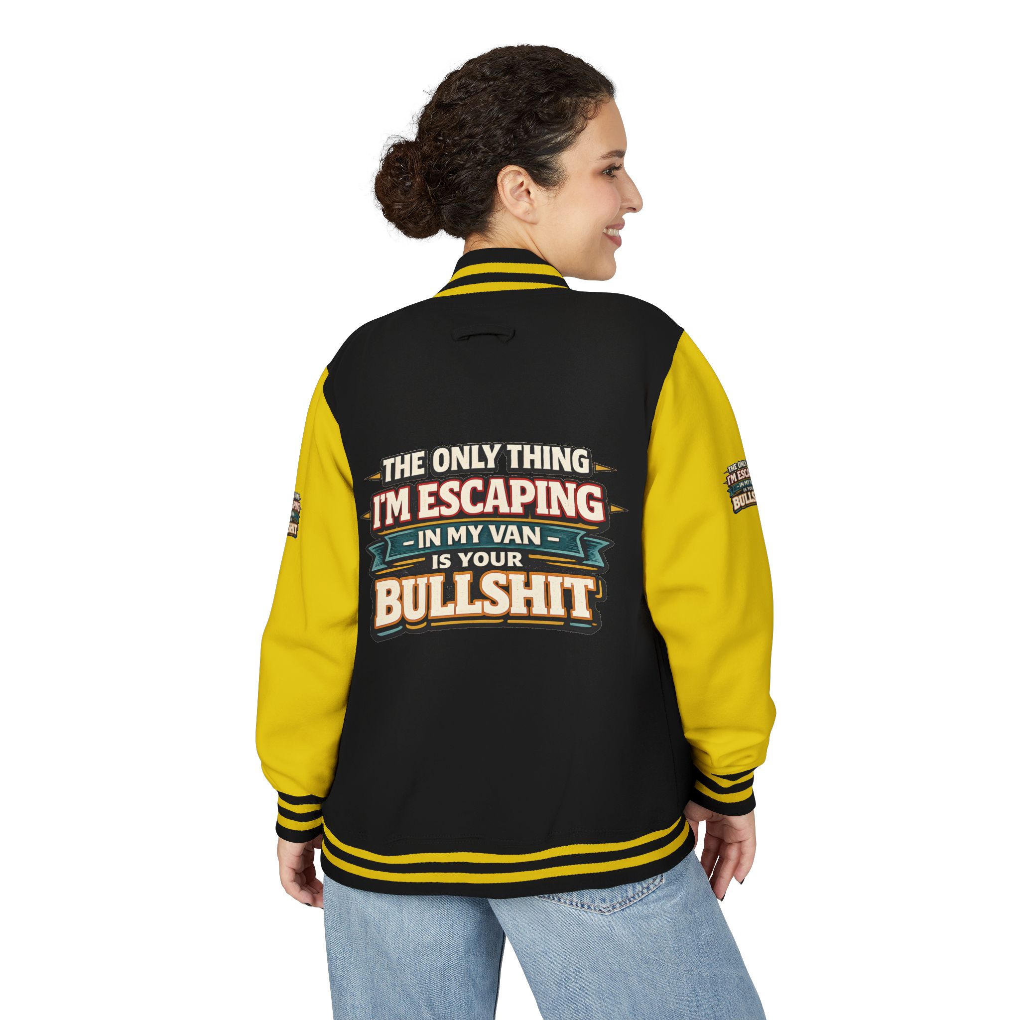 Unisex Heavyweight Letterman Jacket — "The Only Thing I´m Escaping" Design F**K-Line