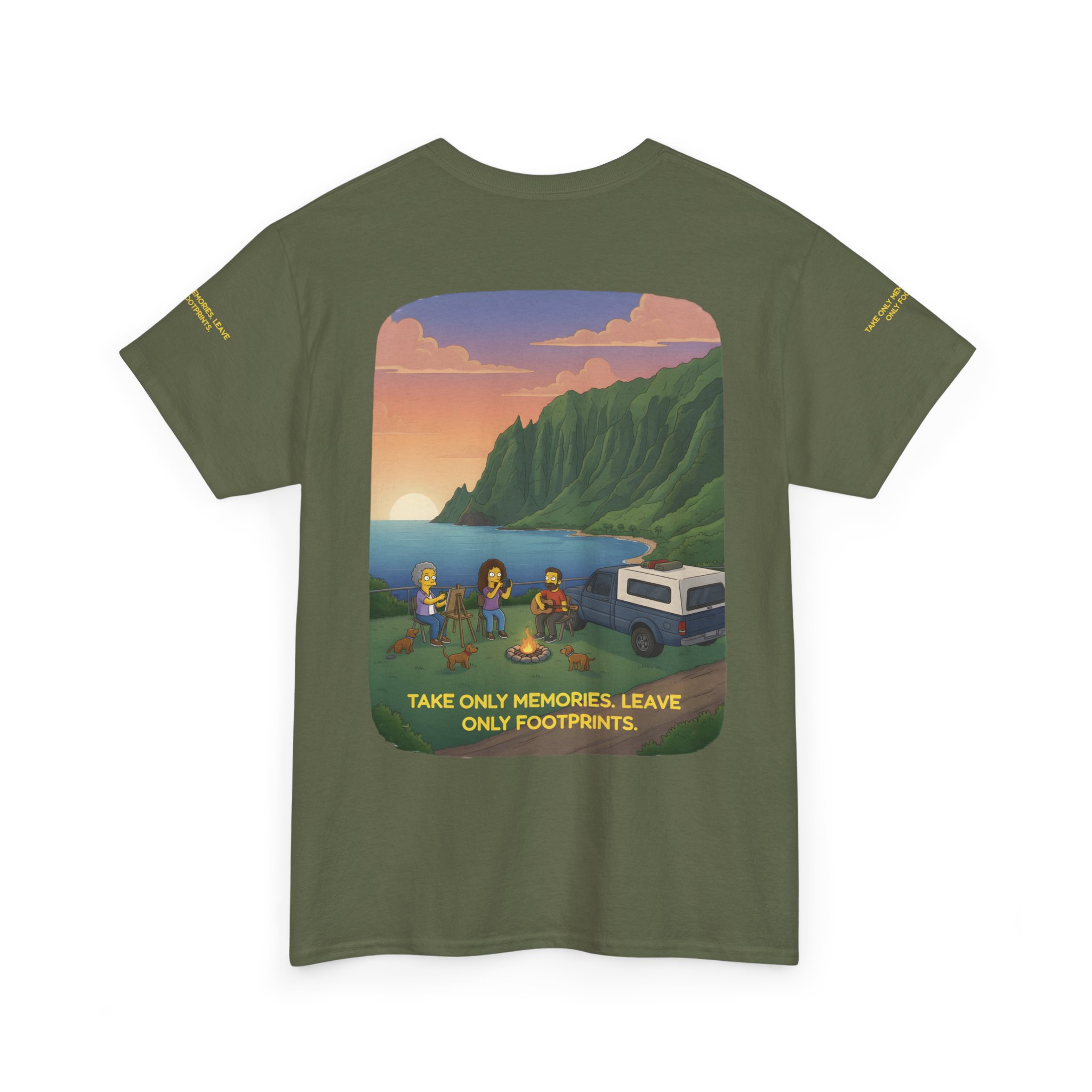 Unisex Heavy Cotton Tee — "Take Only Memories-Leave Only Footprints" Design Sitcom-Line