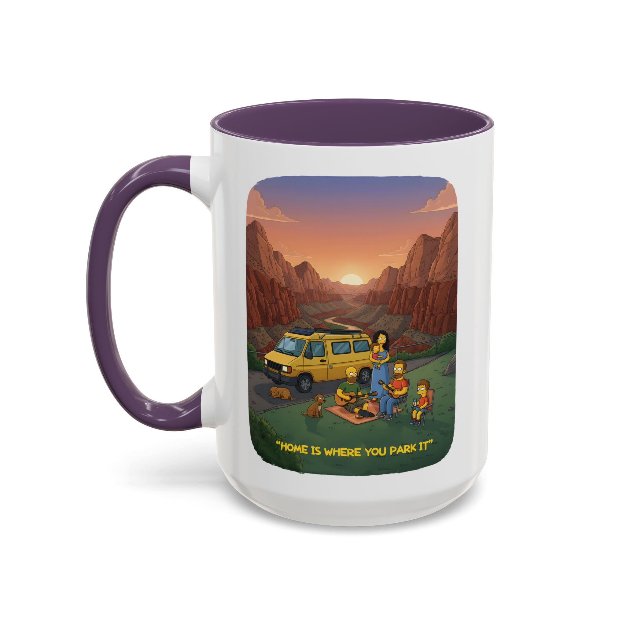 Accent Coffee Mug (11, 15oz) — "Home Is Where You Park It" Design Sitcom-Line