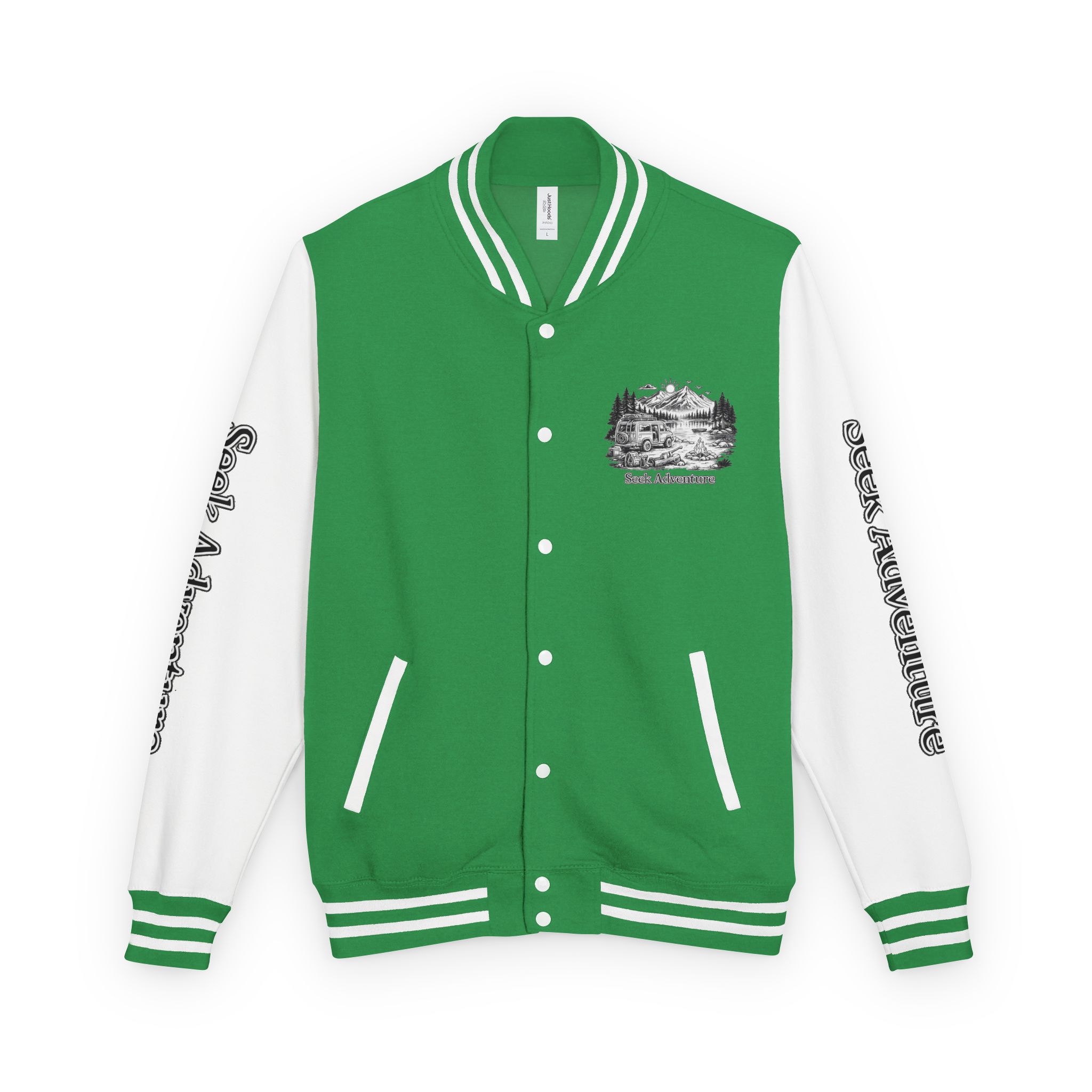 10886149057576242529_2048-2.jpeg Unisex Heavyweight Letterman Jacket — "Seek Adventure" Travel Varsity Coat