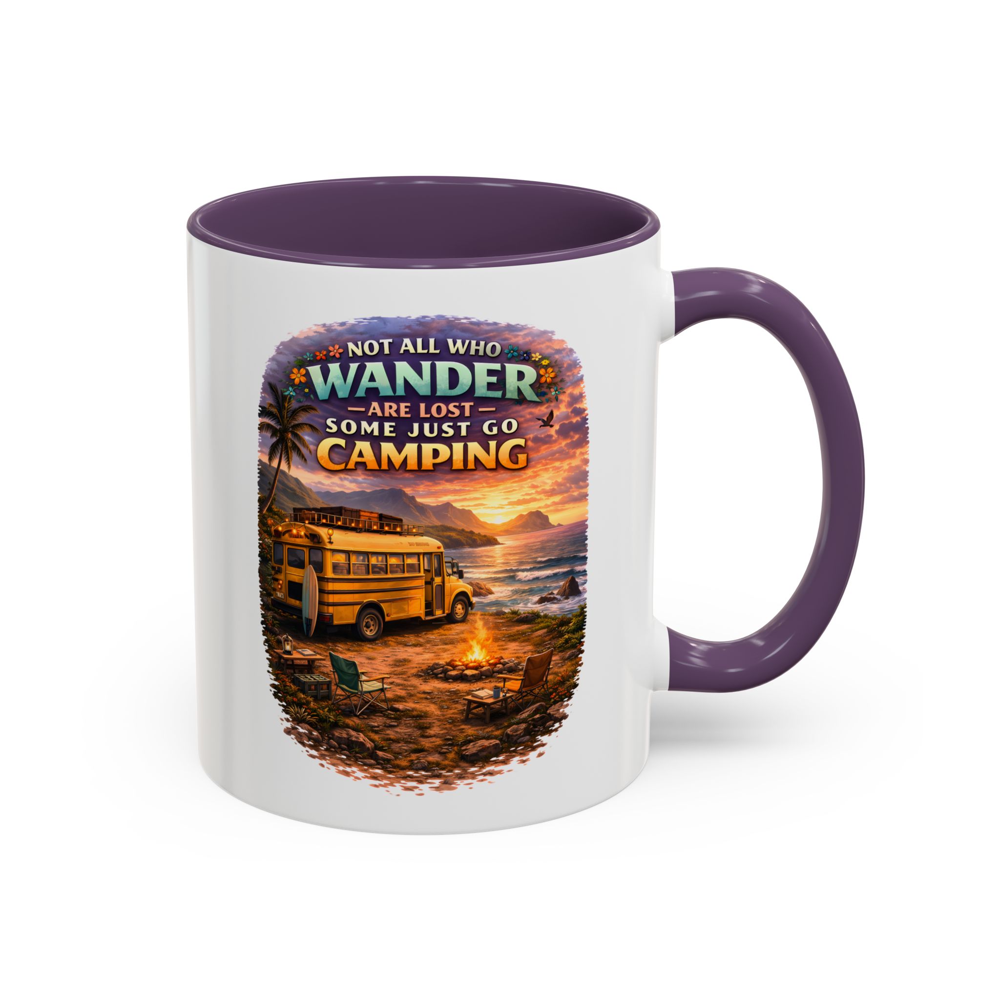 Accent Coffee Mug (11, 15oz) — "Not All Who Wander Are Lost" Design Scenic-Line