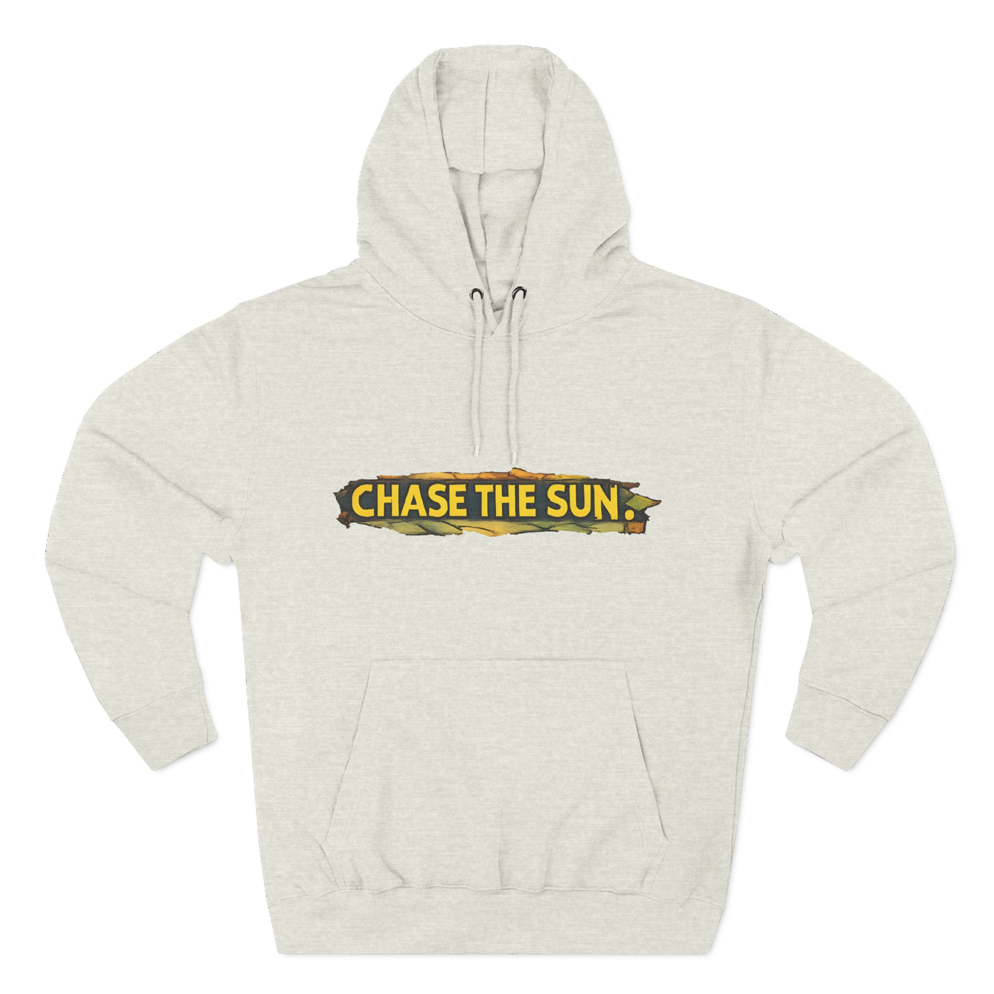 Three-Panel Fleece Hoodie - "Chase The Sun" Design Cubic-Line