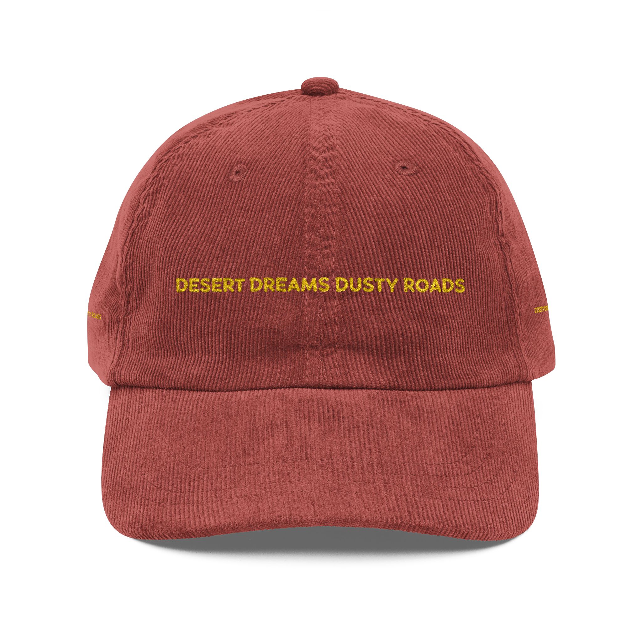 10894799349580425490_2048-1.jpeg Vintage Corduroy Cap (Embroidery) — "desert Dreams Dusty Roads" Embroidered Hat