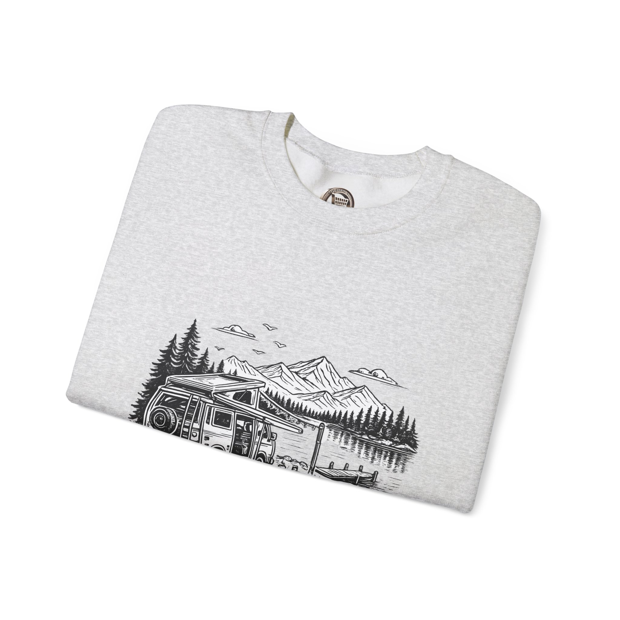 Unisex Heavy Blend™ Crewneck Sweatshirt — "Home Is Where You Park It" Design Minimal-Line